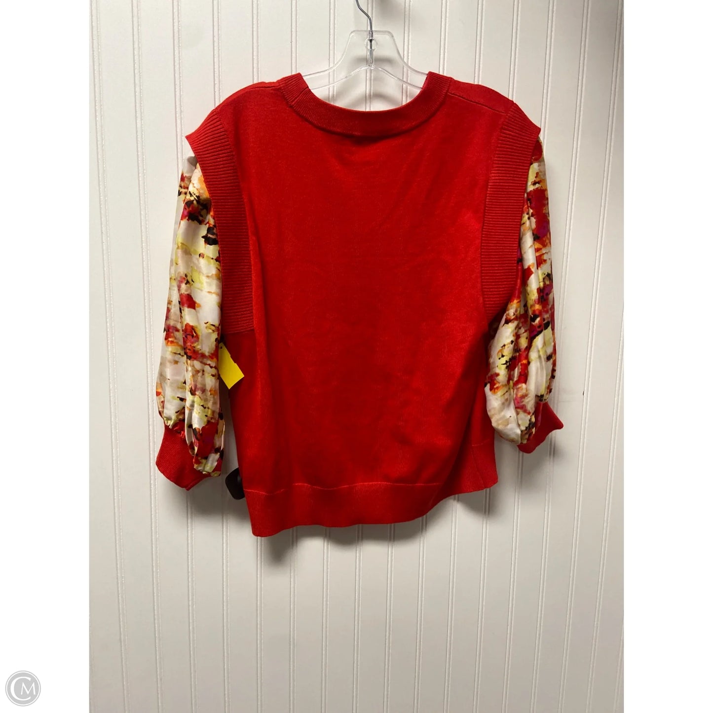 Top Long Sleeve By Dkny In Red & Yellow, Size: L