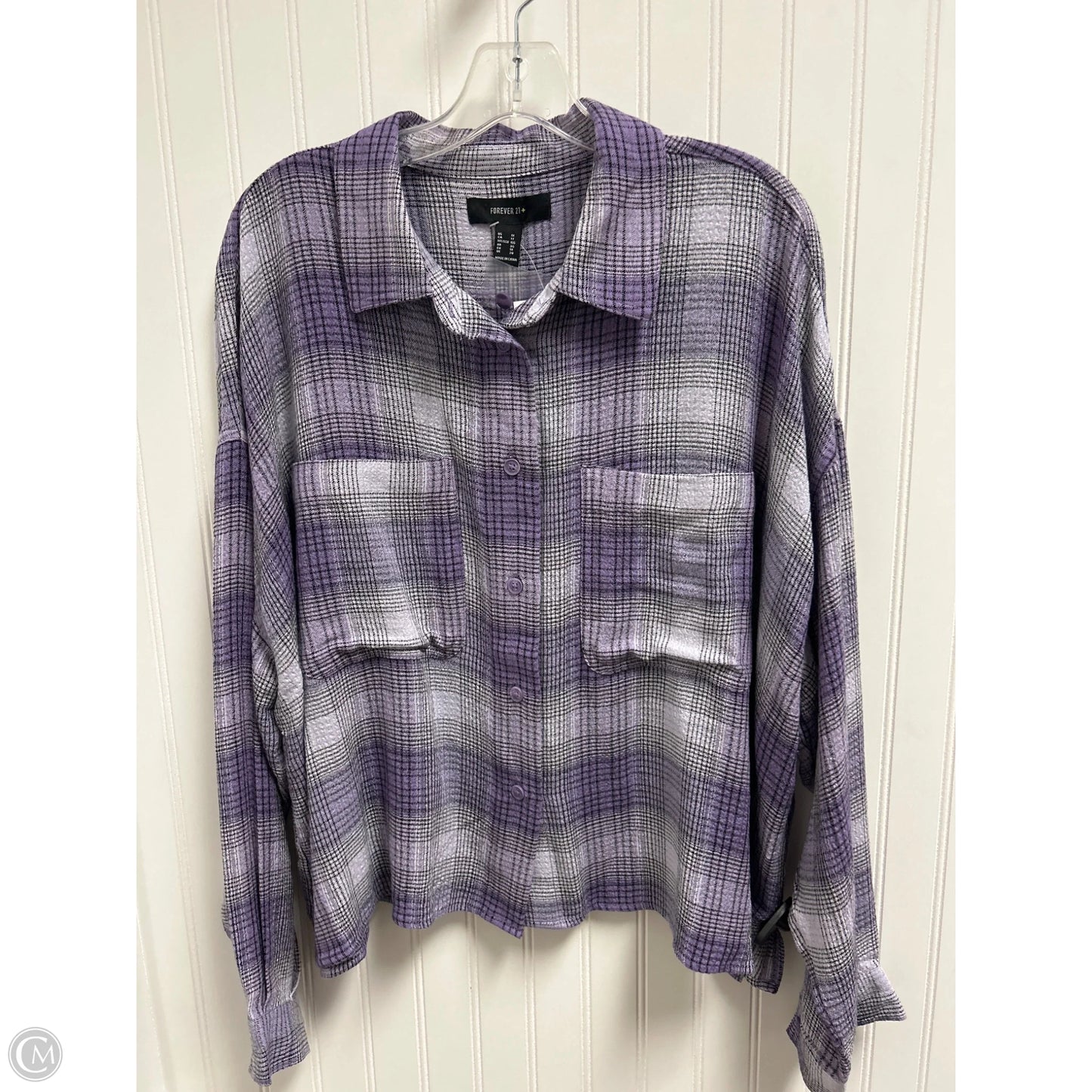 Top Long Sleeve By Forever 21 In Purple, Size: 1x