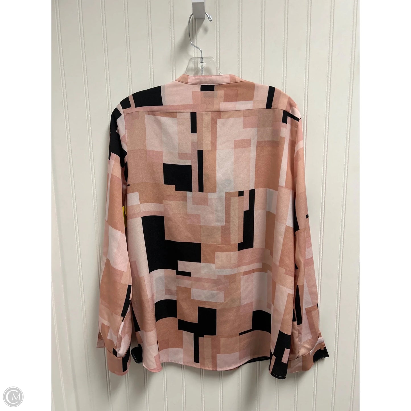 Top Long Sleeve By Calvin Klein In Black & Pink, Size: L