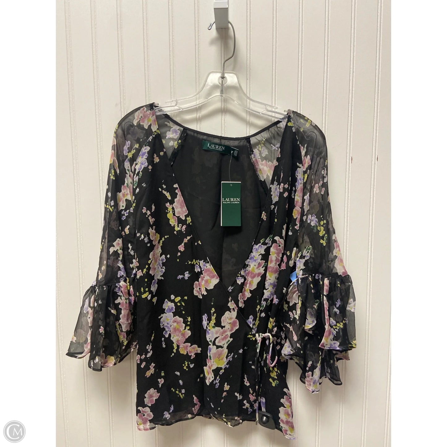 Top 3/4 Sleeve By Ralph Lauren In Black, Size: M