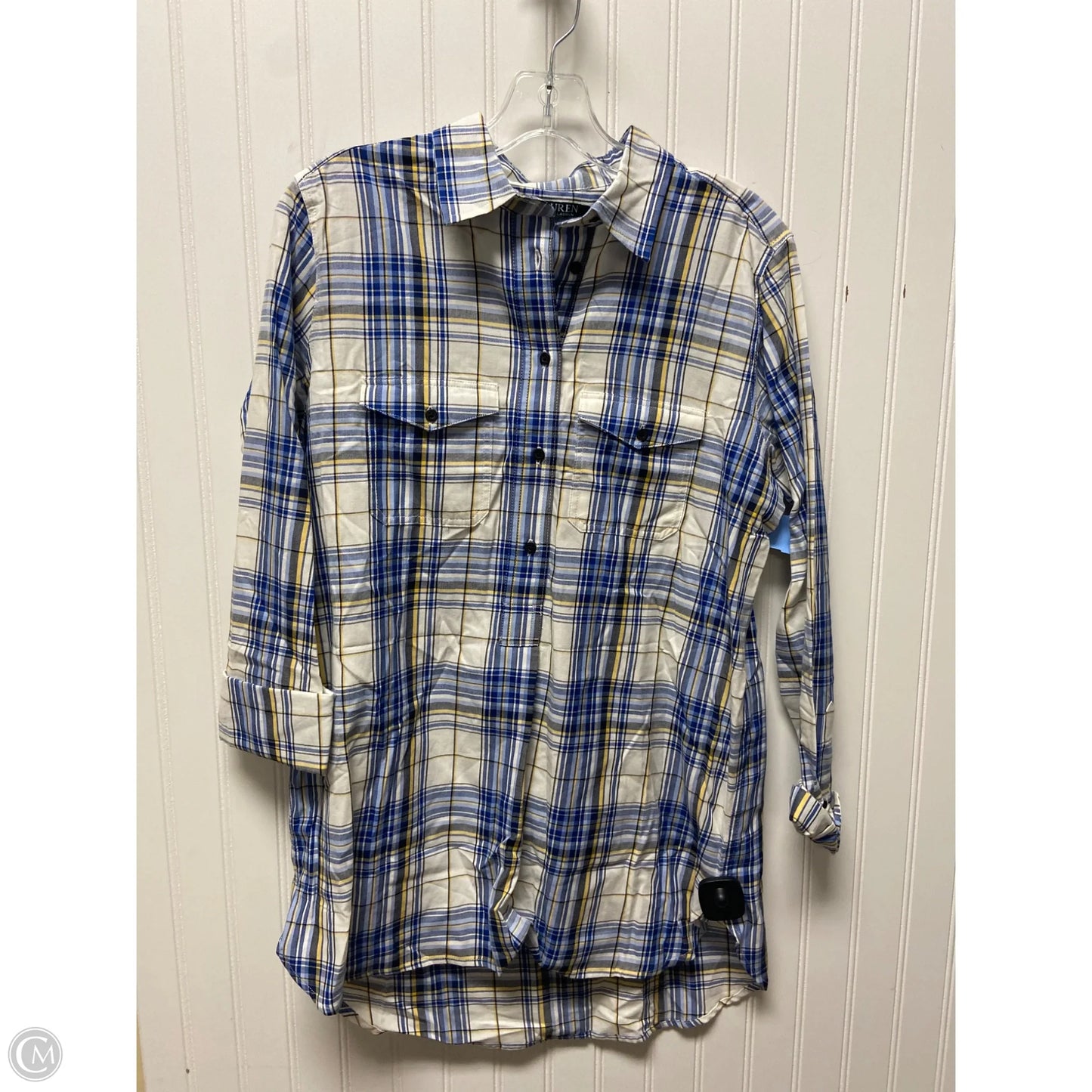 Top Long Sleeve By Ralph Lauren In Plaid Pattern, Size: M