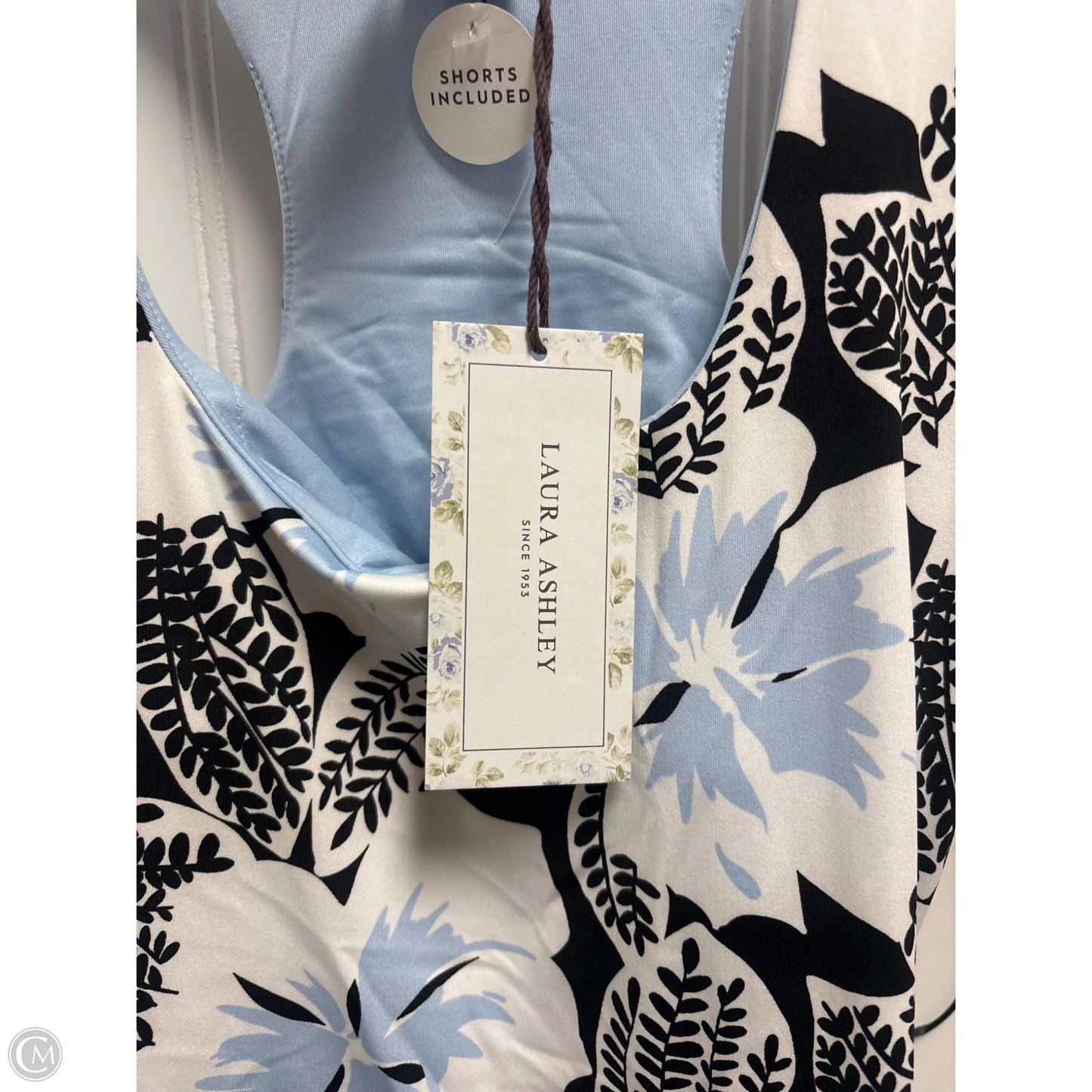 Dress Casual Short By Laura Ashley In Blue & White, Size: M