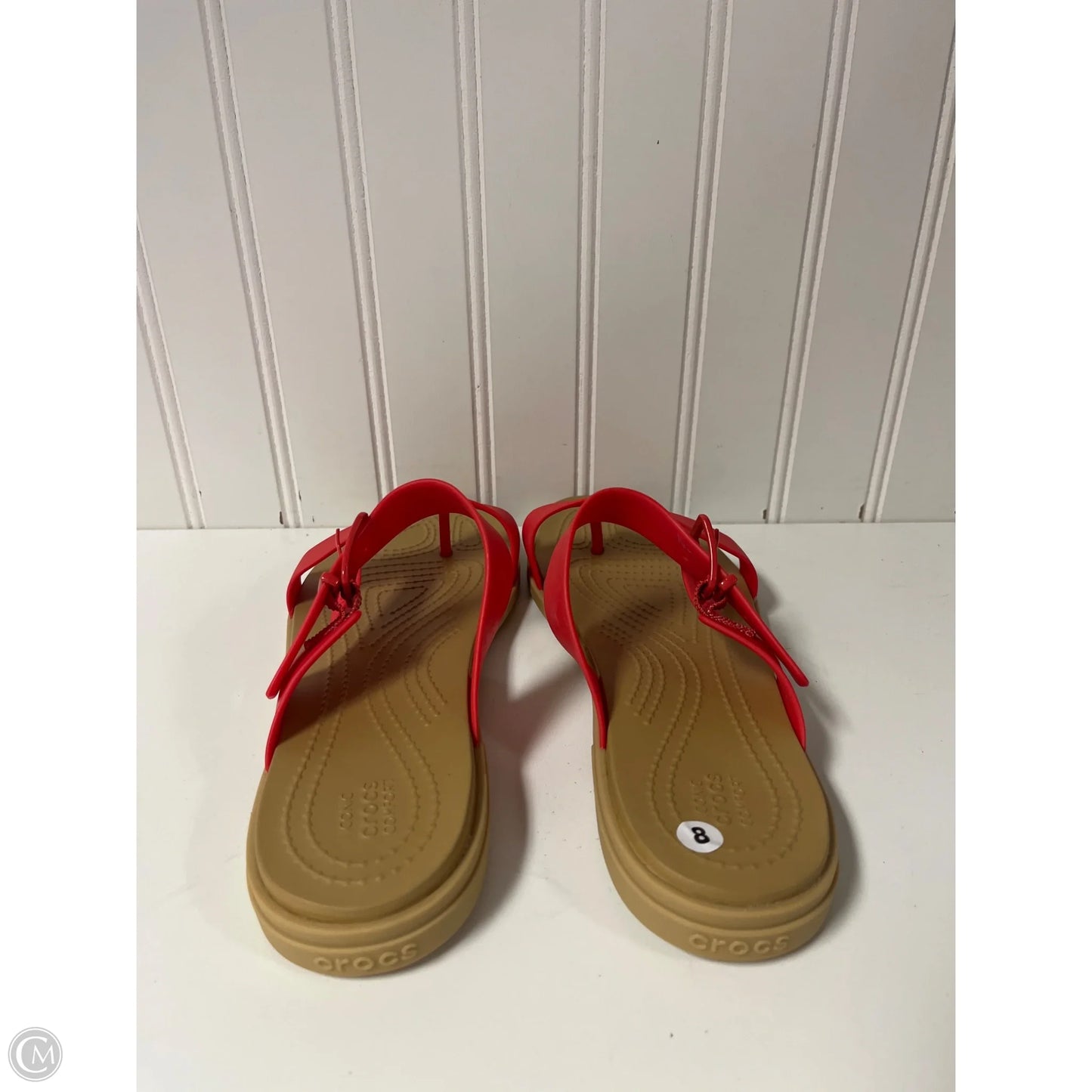 Sandals Flats By Crocs In Red, Size: 8