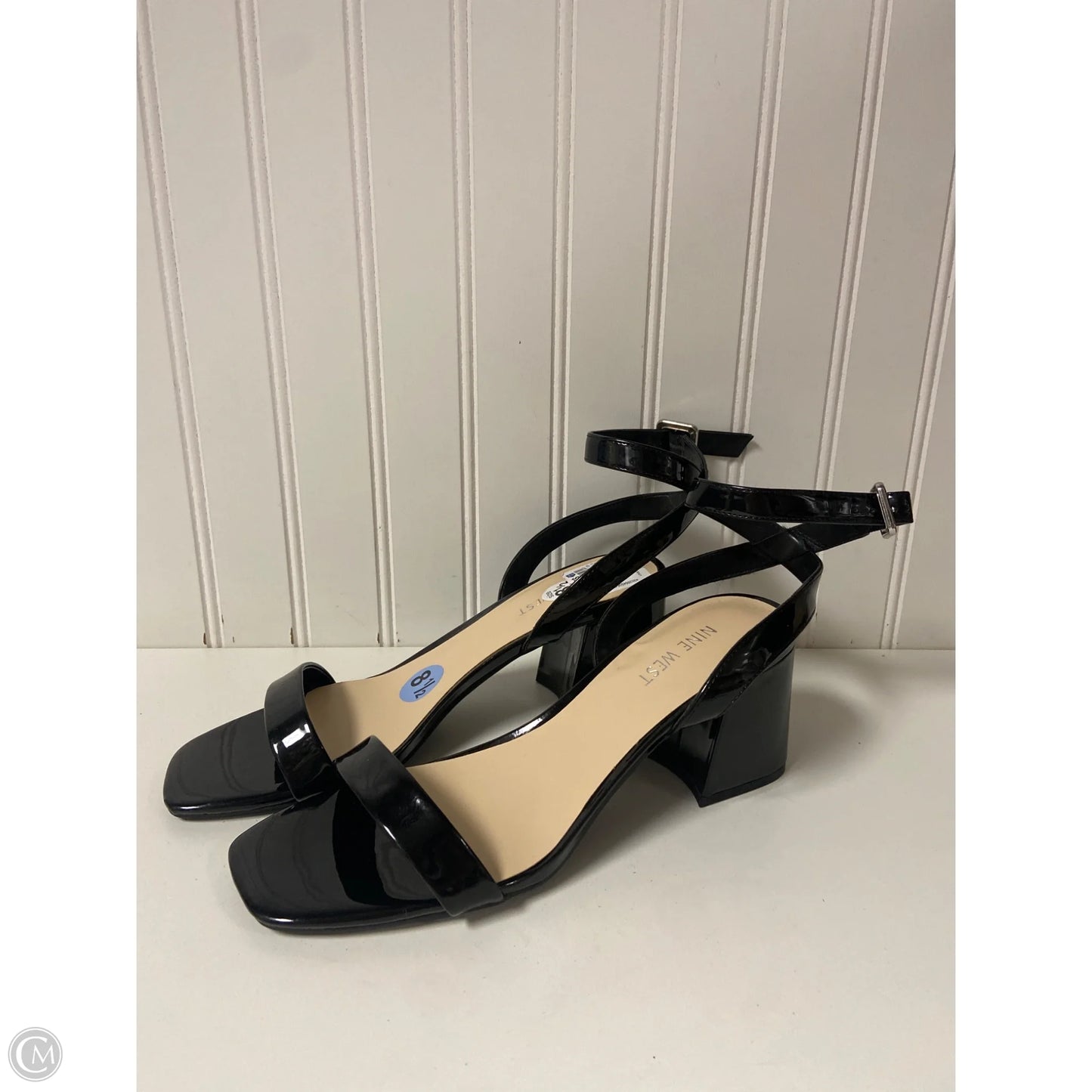 Sandals Heels Block By Nine West In Black, Size: 8.5