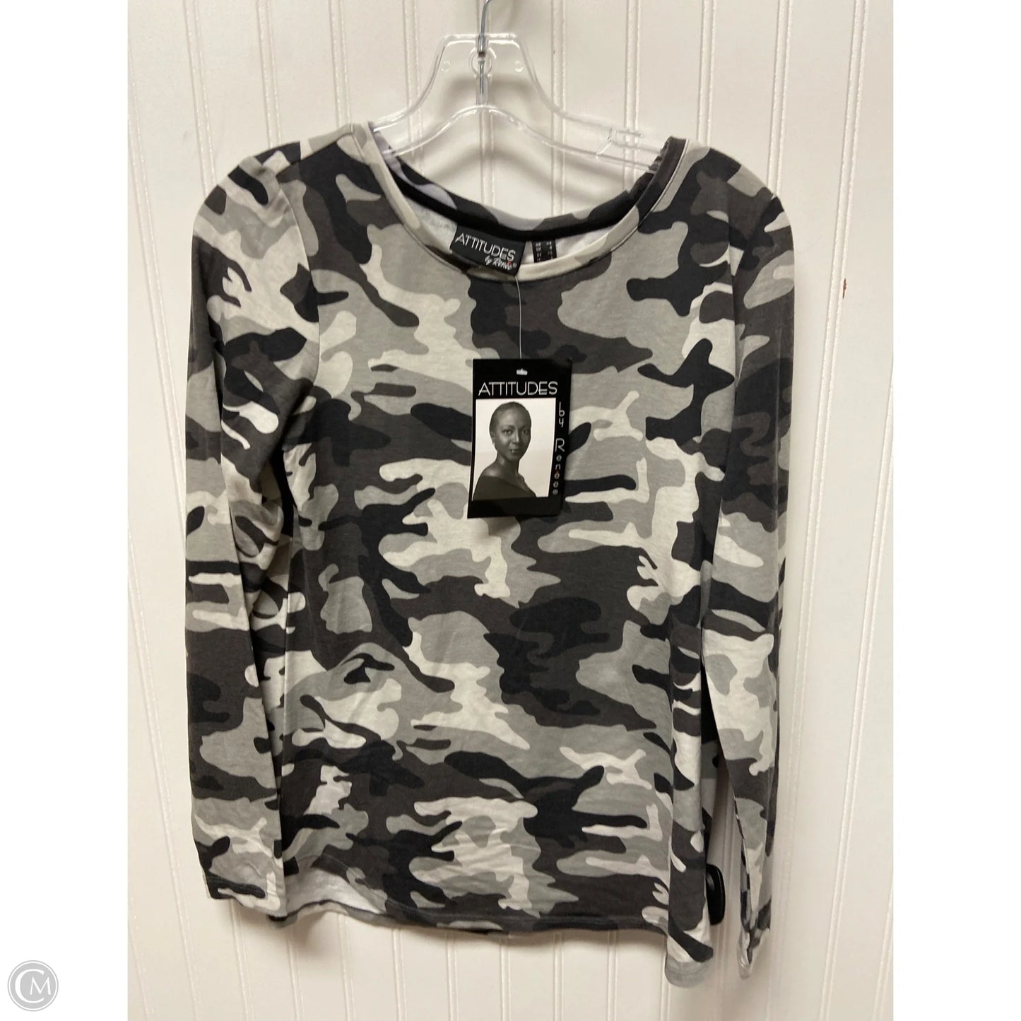 Top Long Sleeve Basic By Attitude In Camouflage Print, Size: Xs