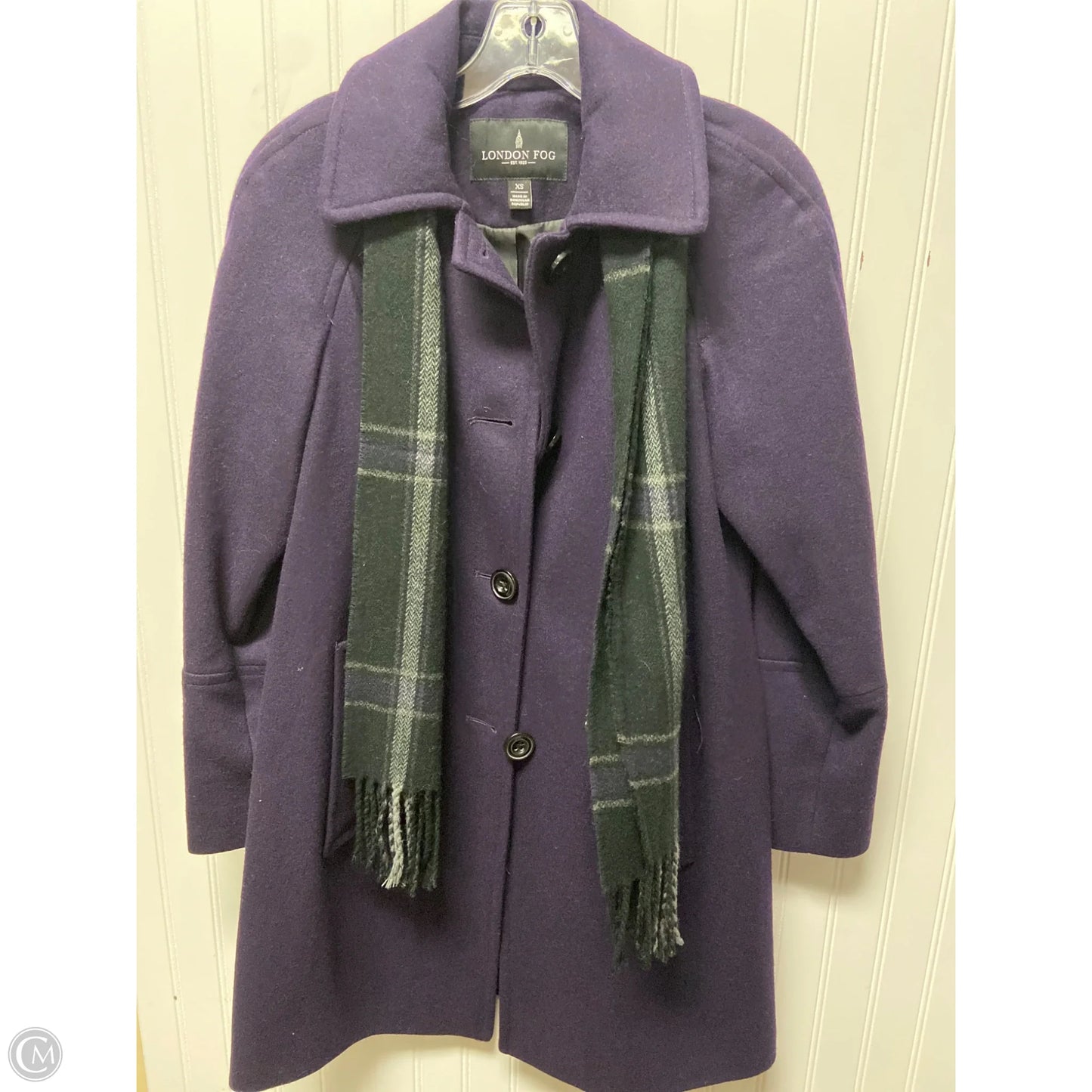 Coat Trench Coat By London Fog In Purple, Size: Xs