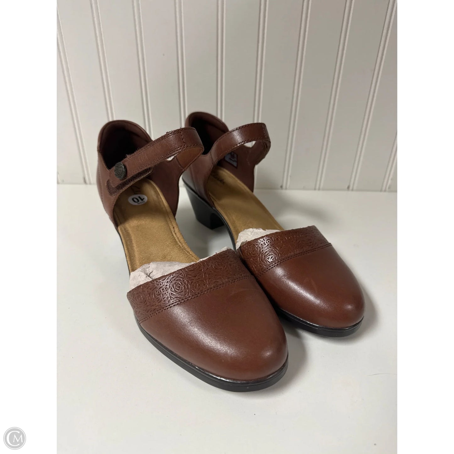 Shoes Heels Block By Clarks In Brown, Size: 10