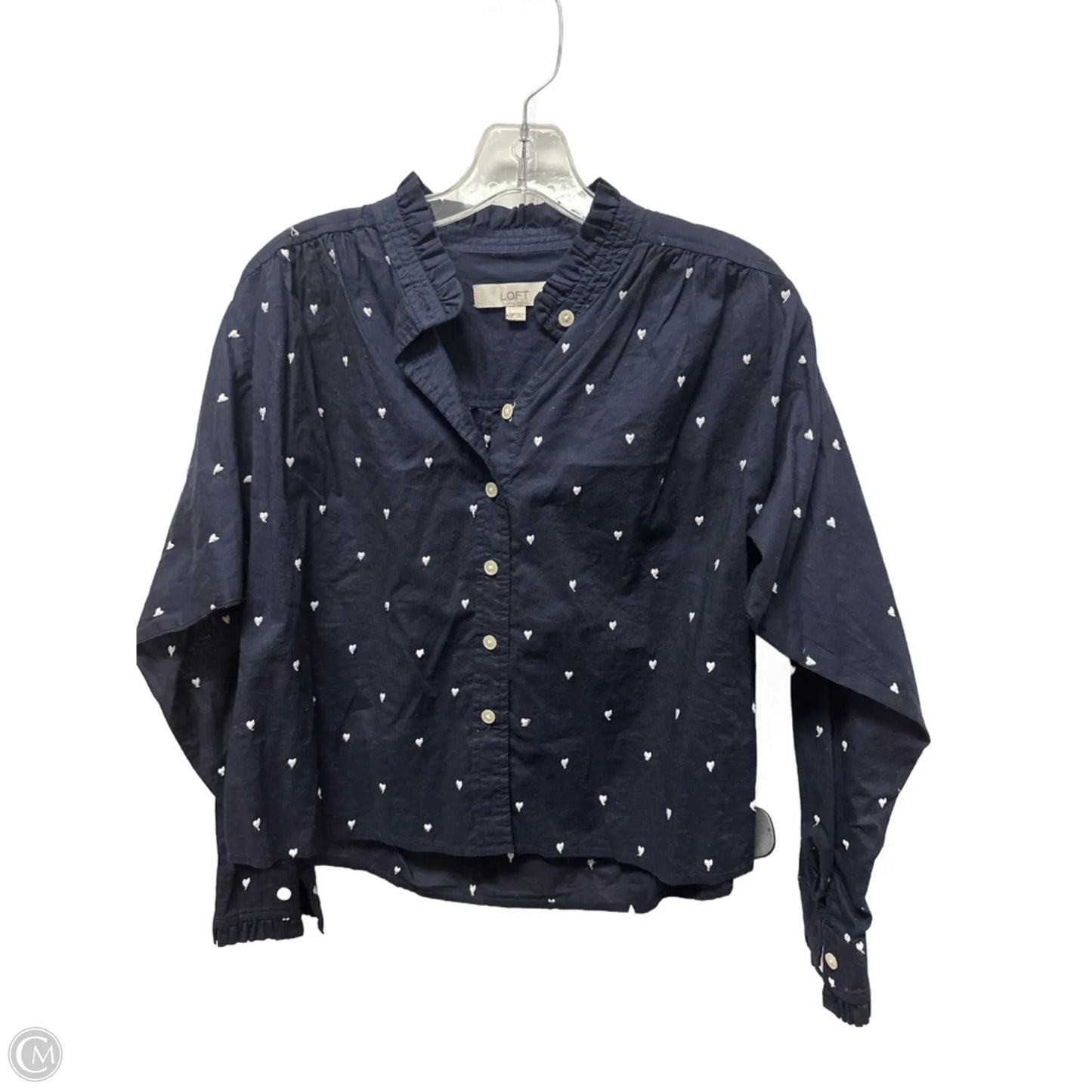 Top Long Sleeve Basic By Loft In Blue & White, Size: S