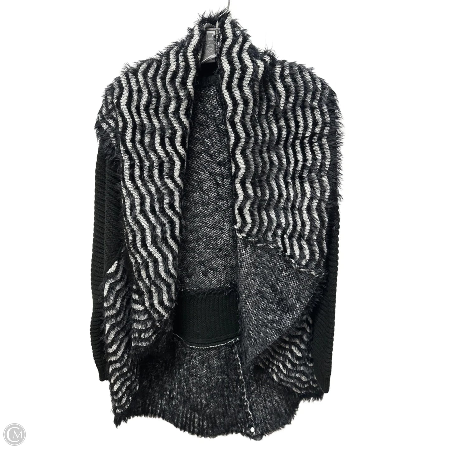 Sweater Cardigan By Chelsea And Violet In Black & White, Size: 1x