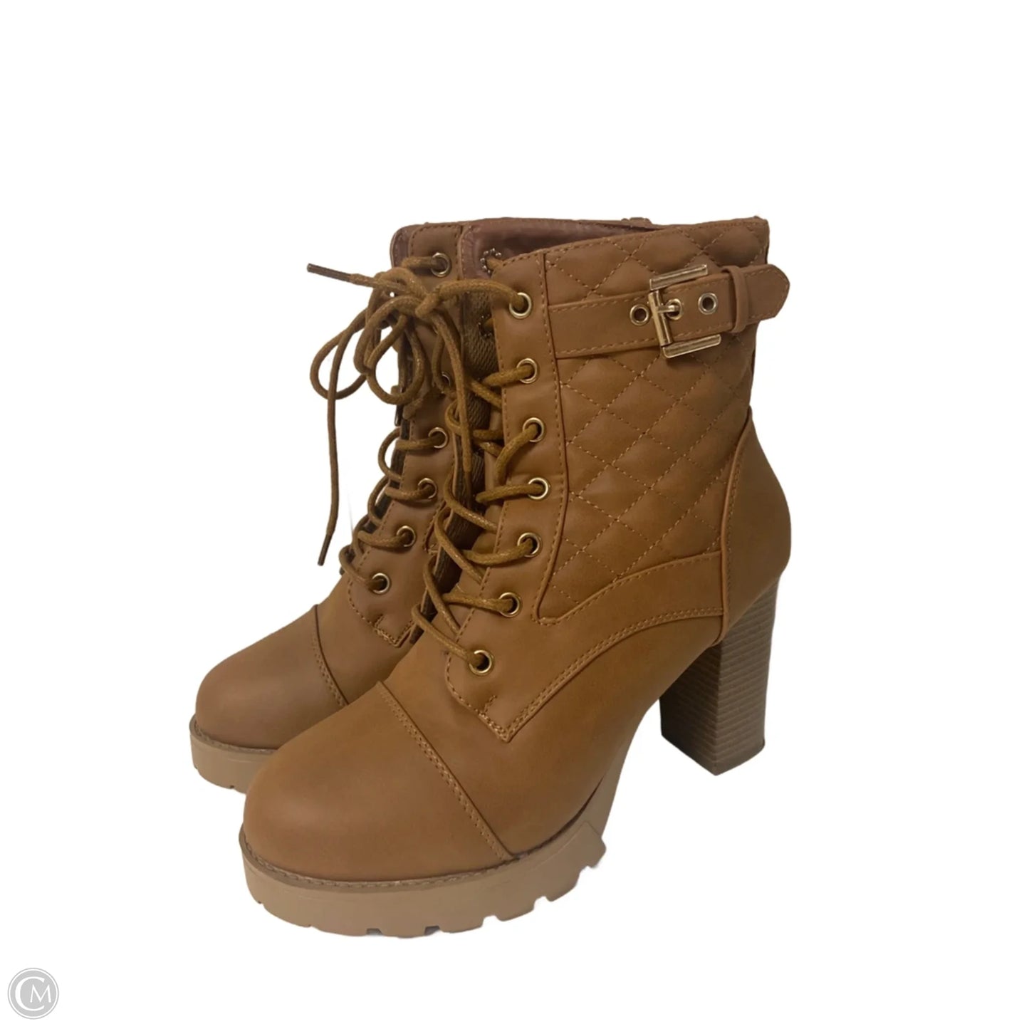 Boots Ankle Heels By Forever In Brown, Size: 9