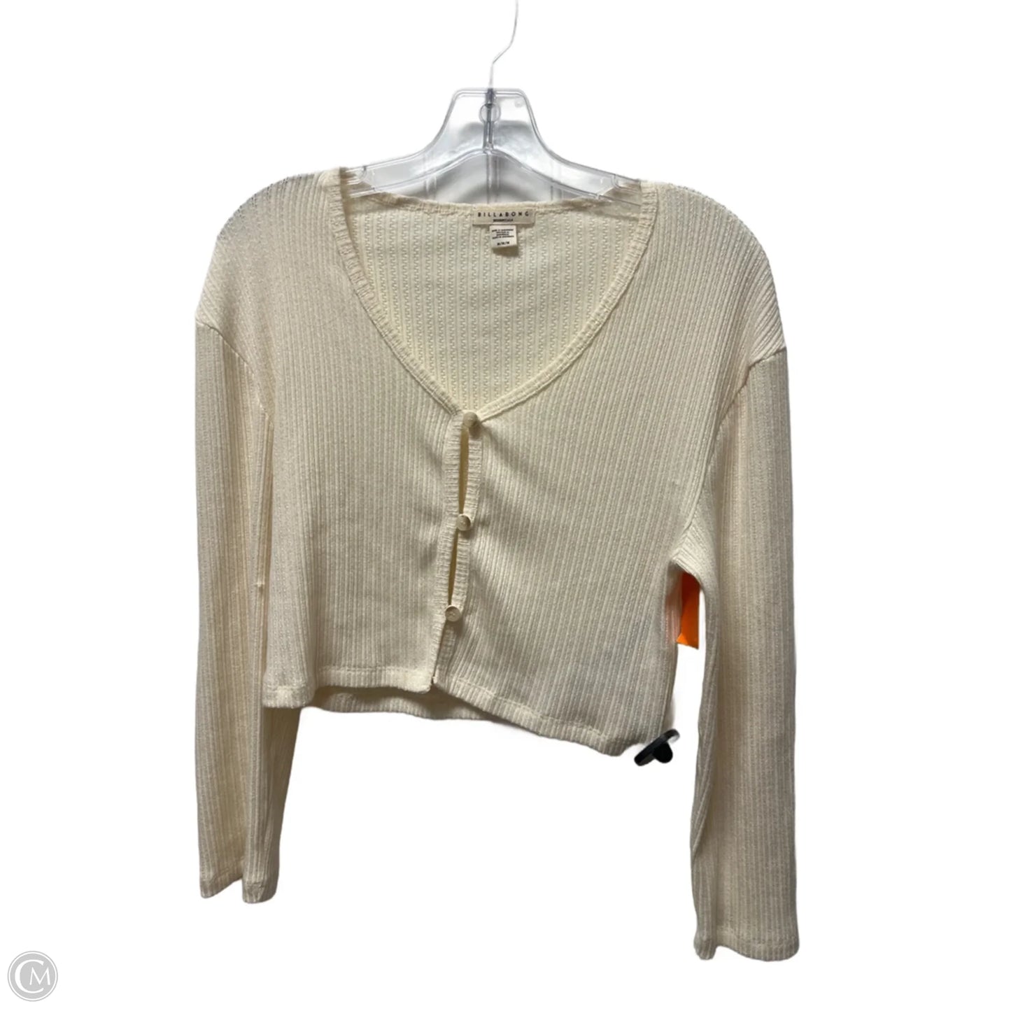Top Long Sleeve By Billabong In Cream, Size: M