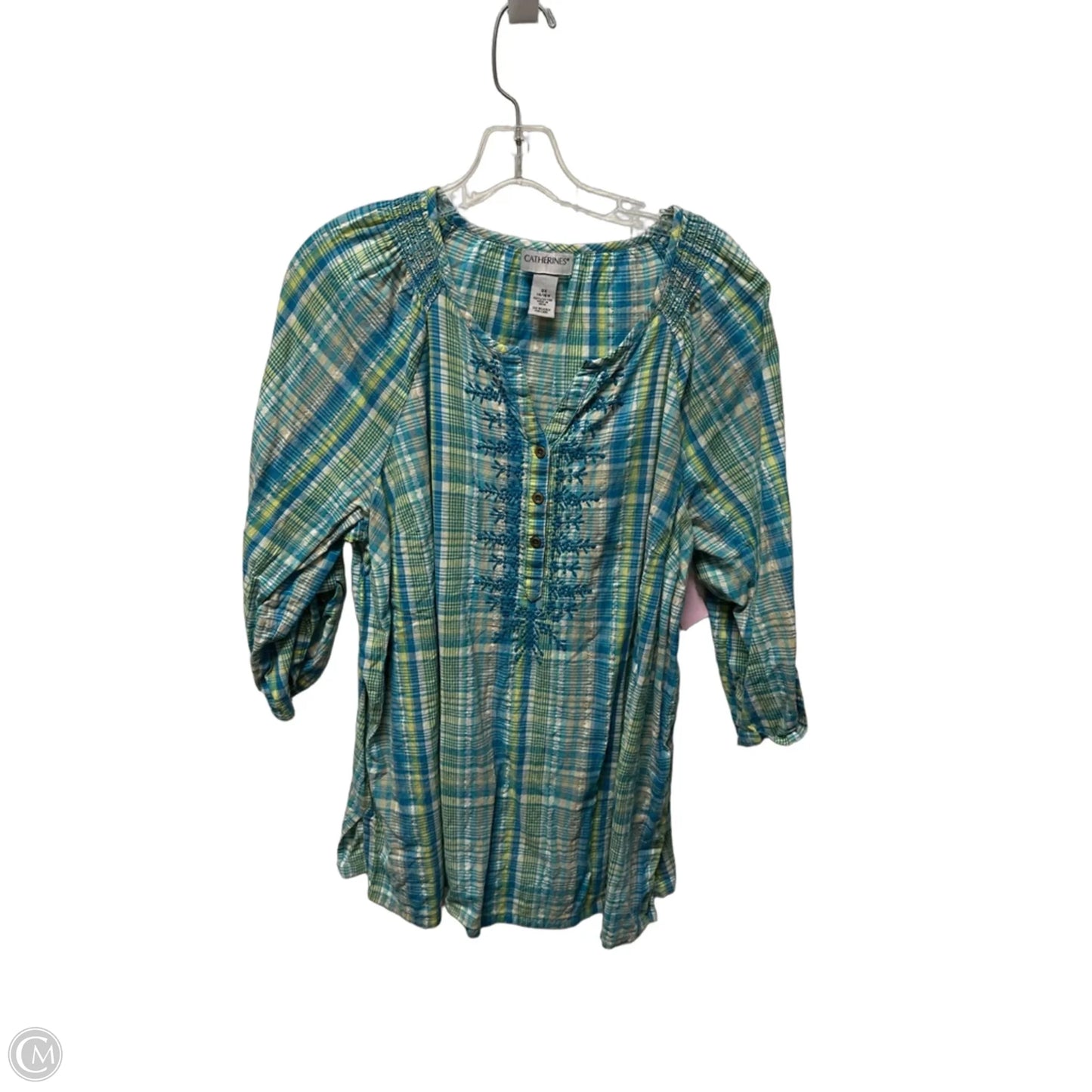 Top Short Sleeve By Catherines In Blue & Green, Size: 1x