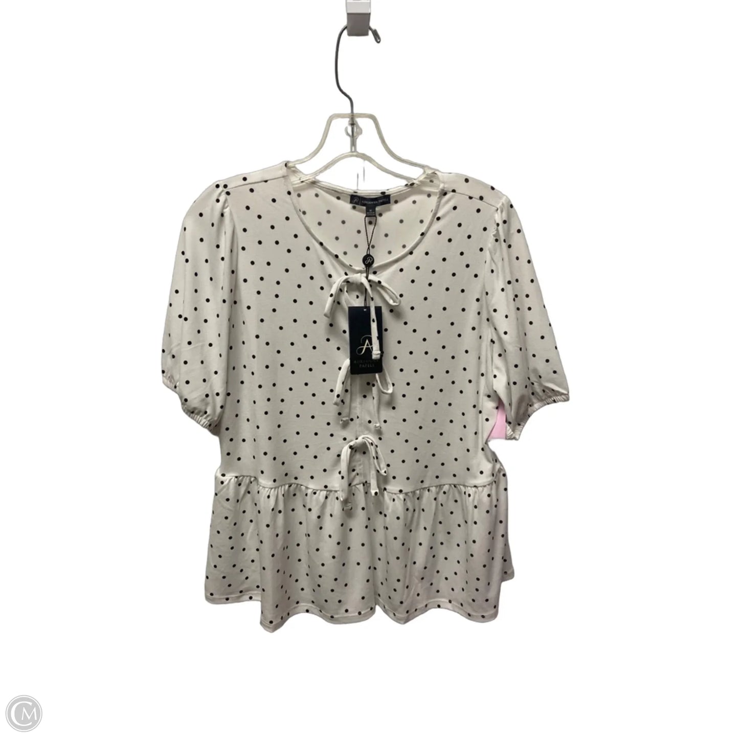 Top Short Sleeve By Adrianna Papell In Polkadot Pattern, Size: M