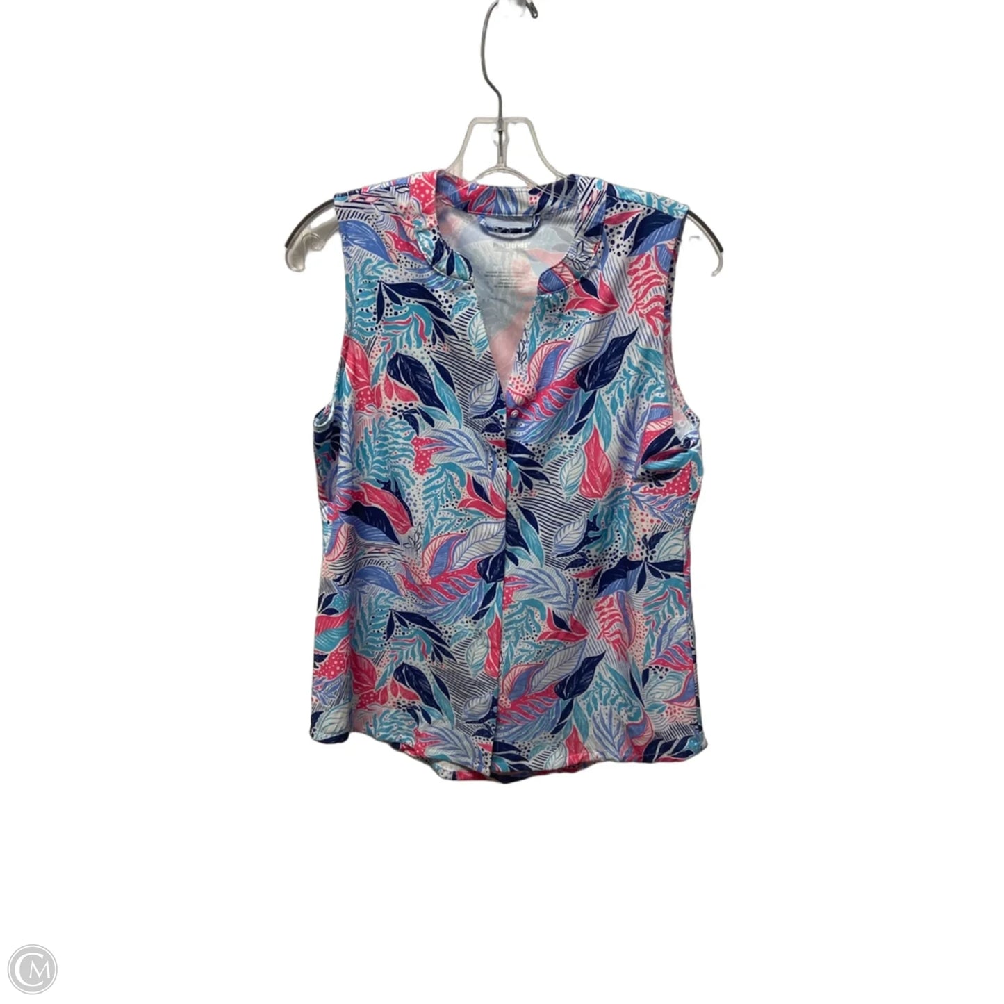 Athletic Tank Top By Reel Legends In Blue & Pink, Size: M