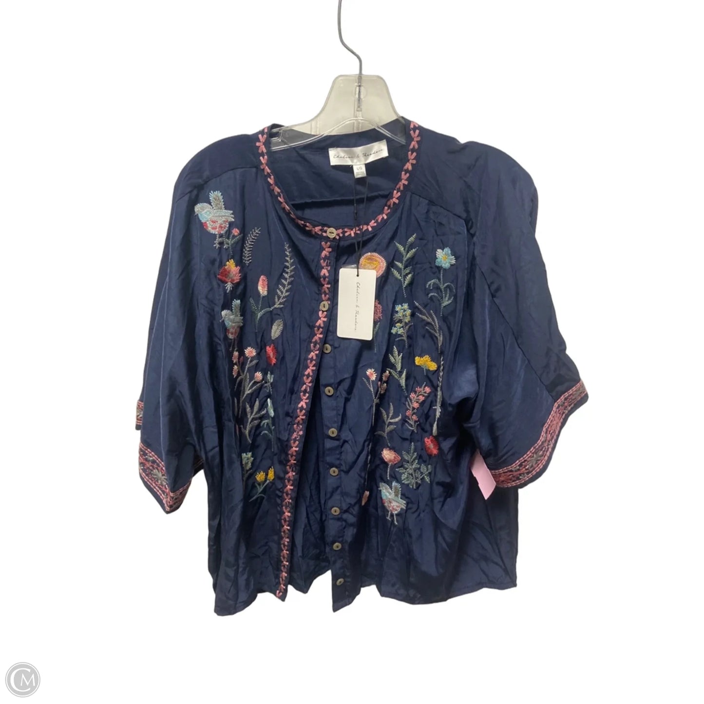 Top Short Sleeve By Chelsea And Theodore In Navy, Size: L