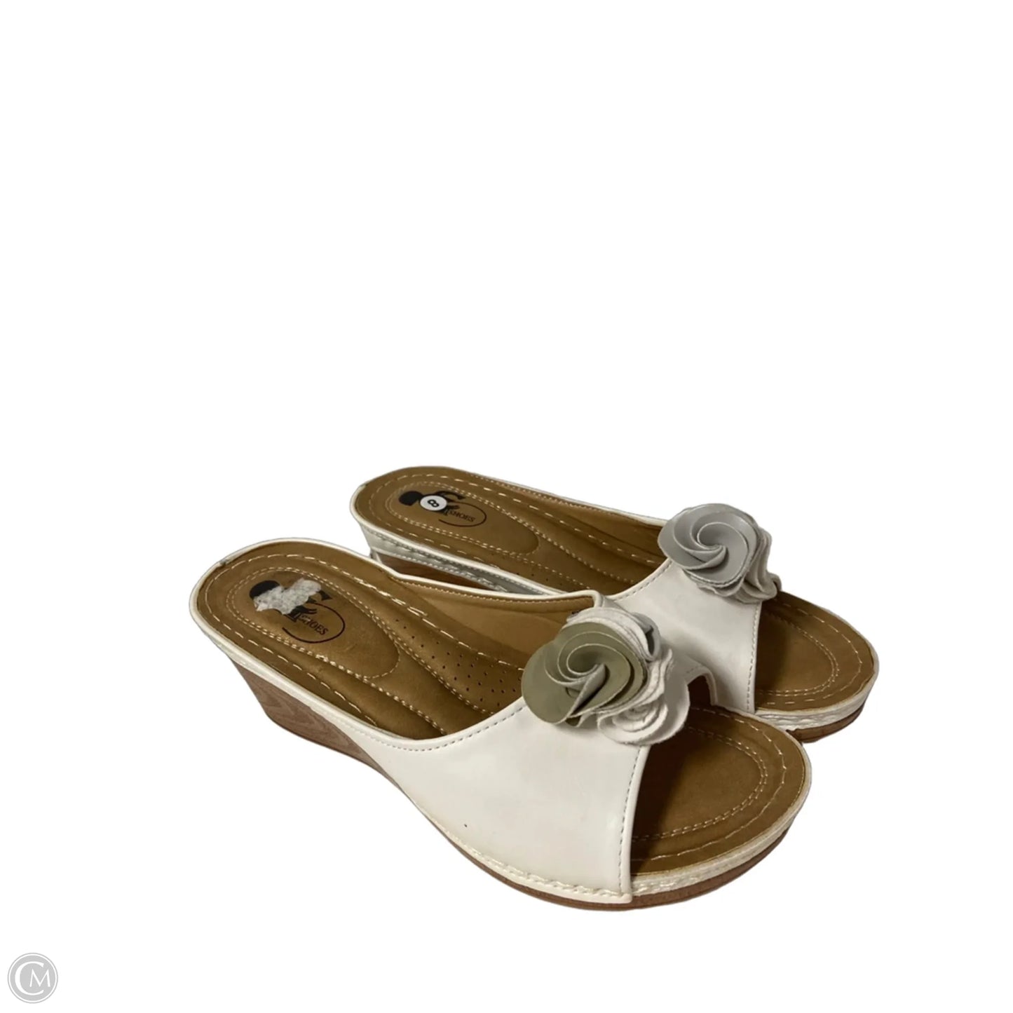 Sandals Heels Wedge By Clothes Mentor In White, Size: 8