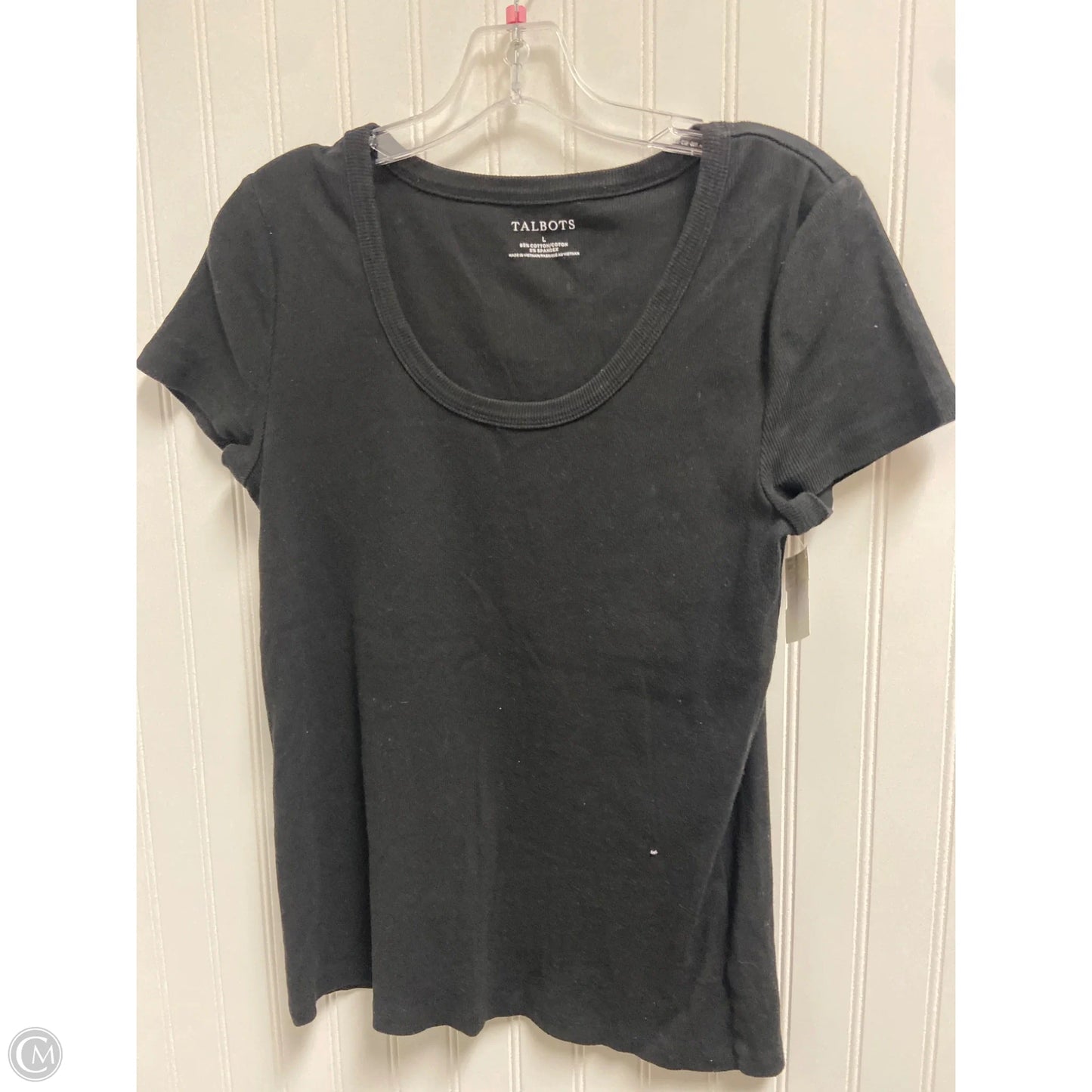 Top Short Sleeve Basic By Talbots In Black, Size: L