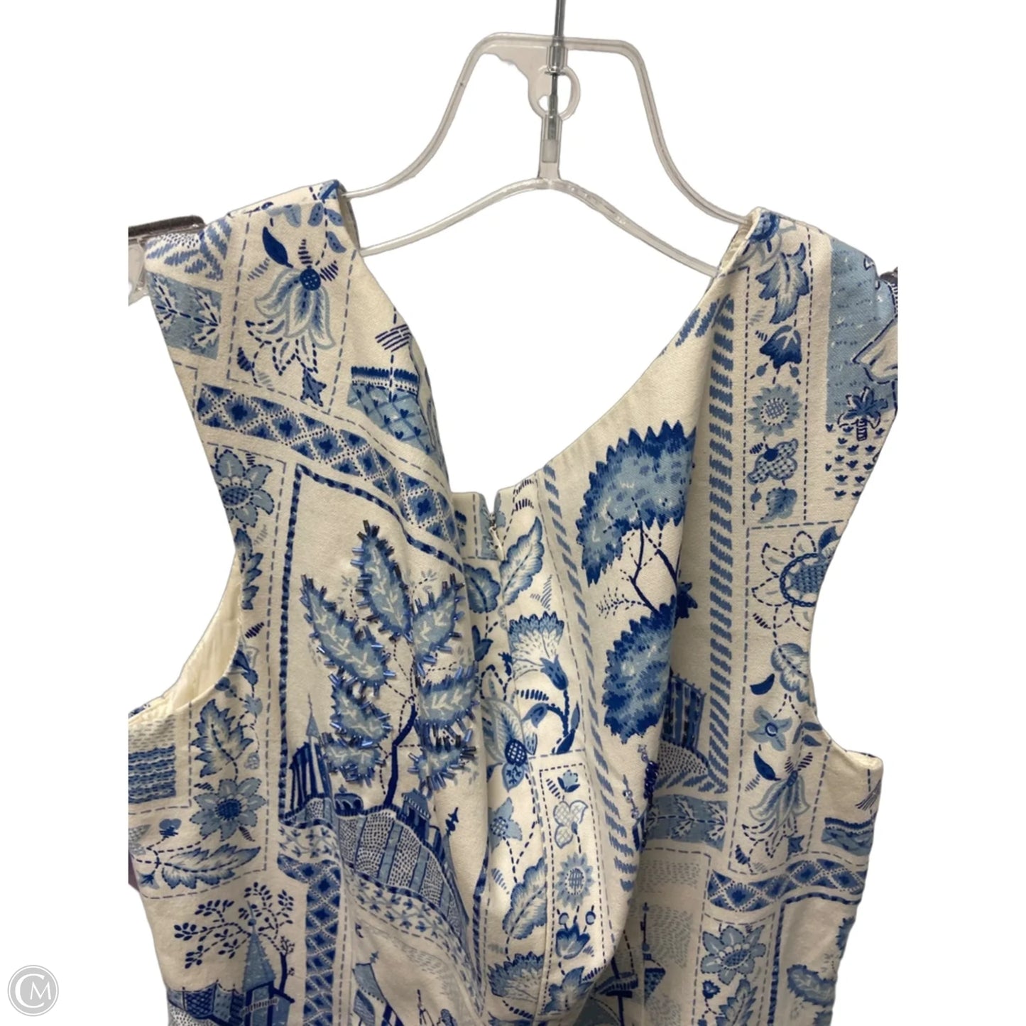Dress Work By Maggy London In Blue & White, Size: L