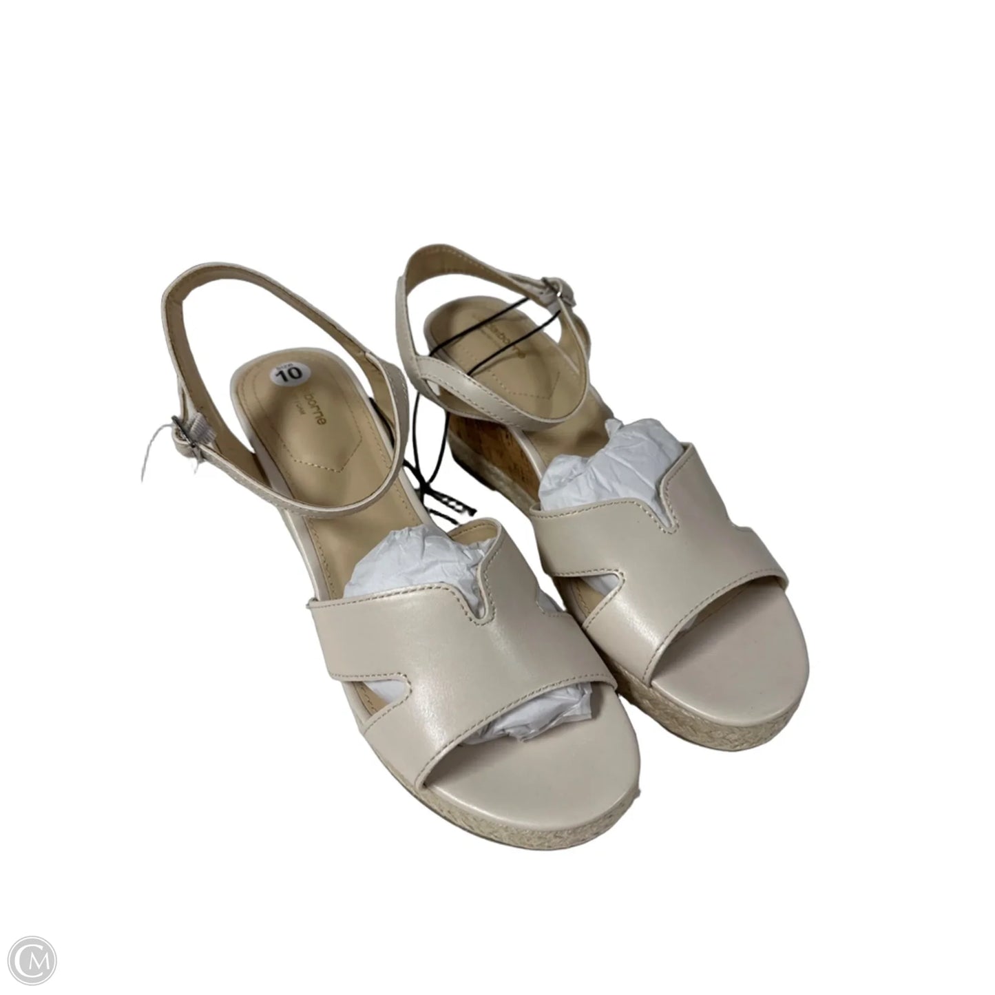 Sandals Heels Wedge By Liz Claiborne In Beige, Size: 10