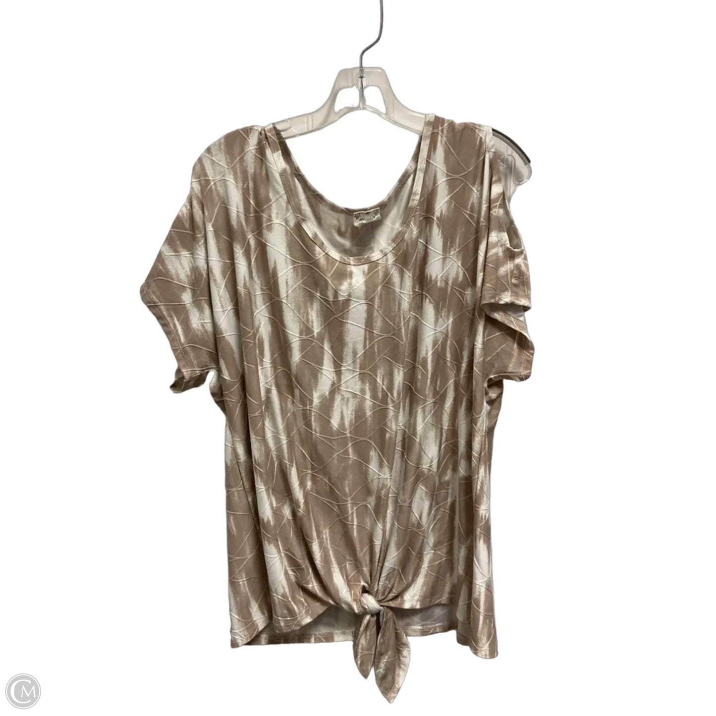 Top Short Sleeve Basic By Clothes Mentor In Beige, Size: 1x