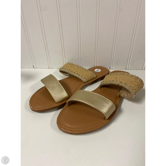 Sandals Flats By Top Moda In Gold, Size: 7