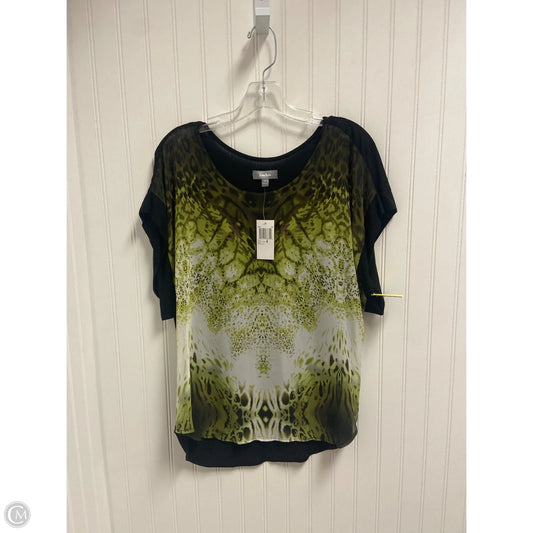 Top Short Sleeve Designer By Neiman Marcus In Green & Grey, Size: M