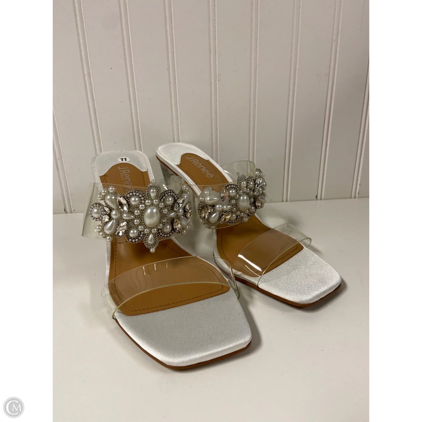 Sandals Heels Block By J Renee In White, Size: 11