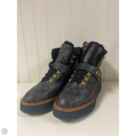 Boots Designer By Coach In Navy, Size: 7.5