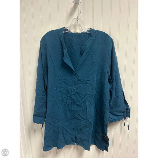 Top Long Sleeve By Eileen Fisher In Teal, Size: L