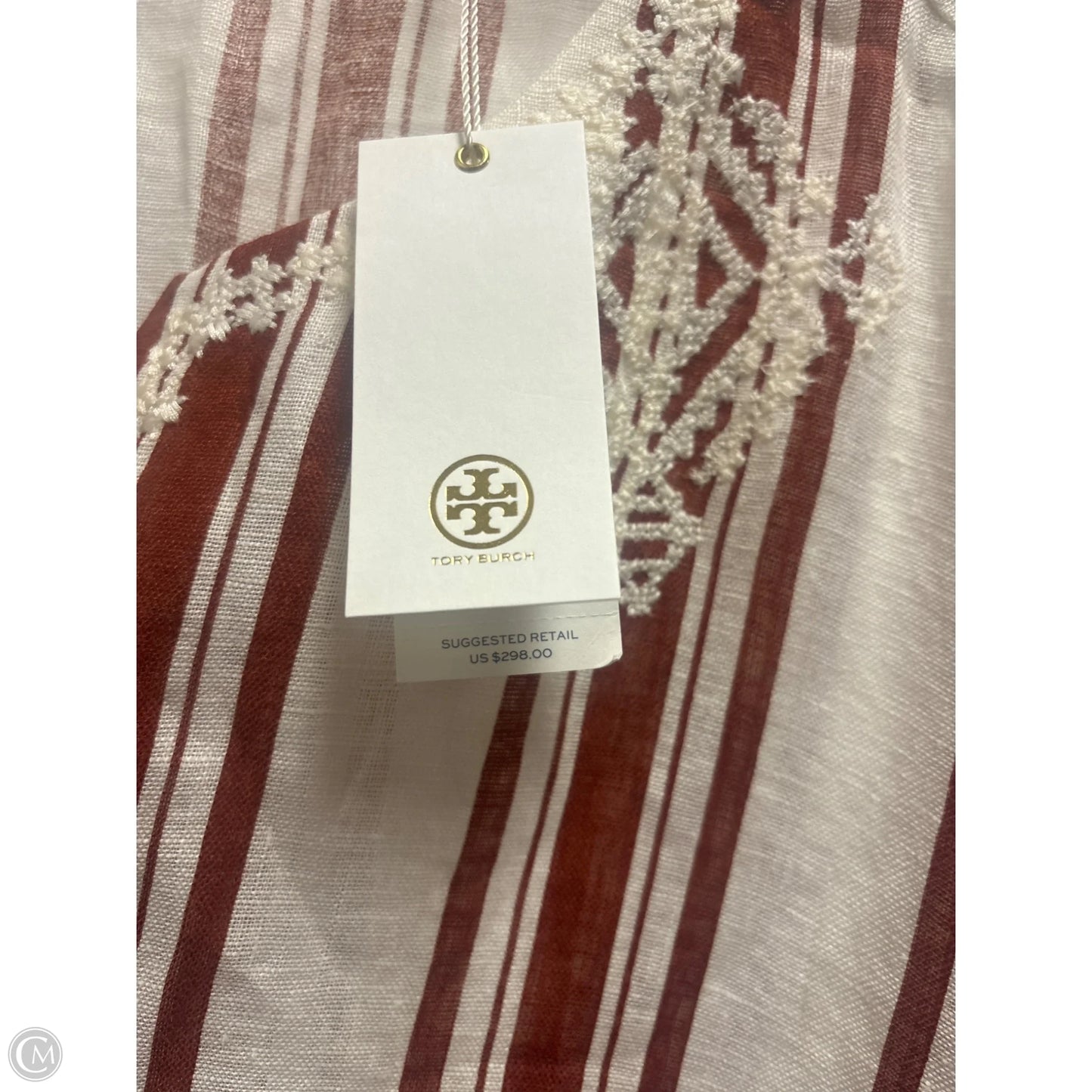 Swimwear Cover-up Designer By Tory Burch In Brown & Cream, Size: M