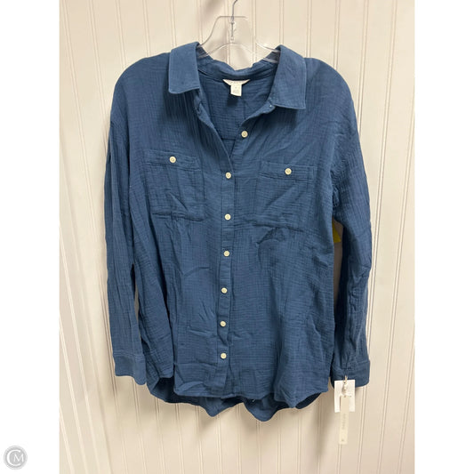 Top Long Sleeve By Caslon In Blue, Size: S