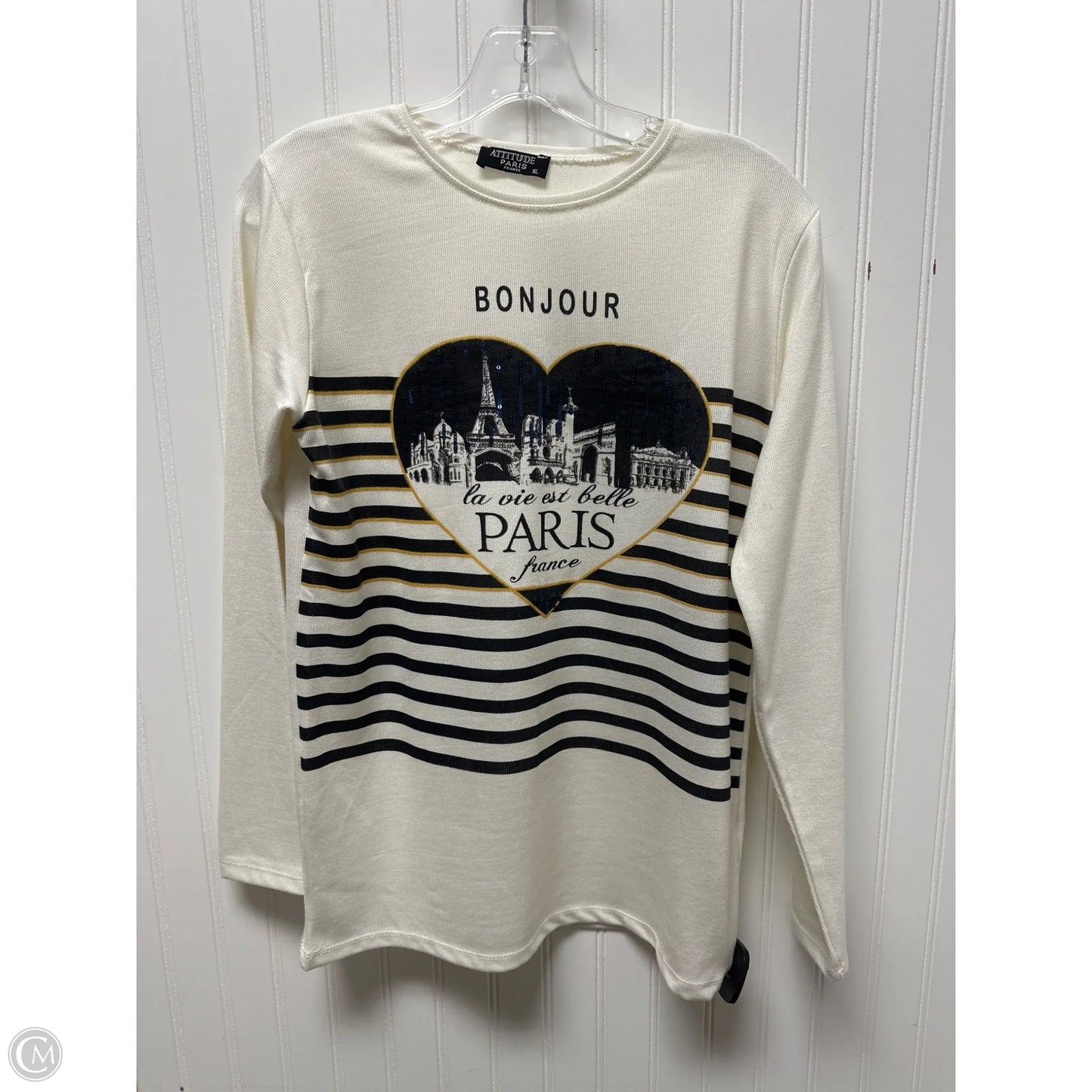 Top Long Sleeve By Attitude In Beige, Size: Xl