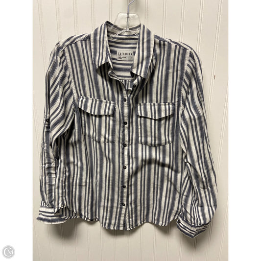 Top Long Sleeve By Cotton On In Blue & White, Size: S