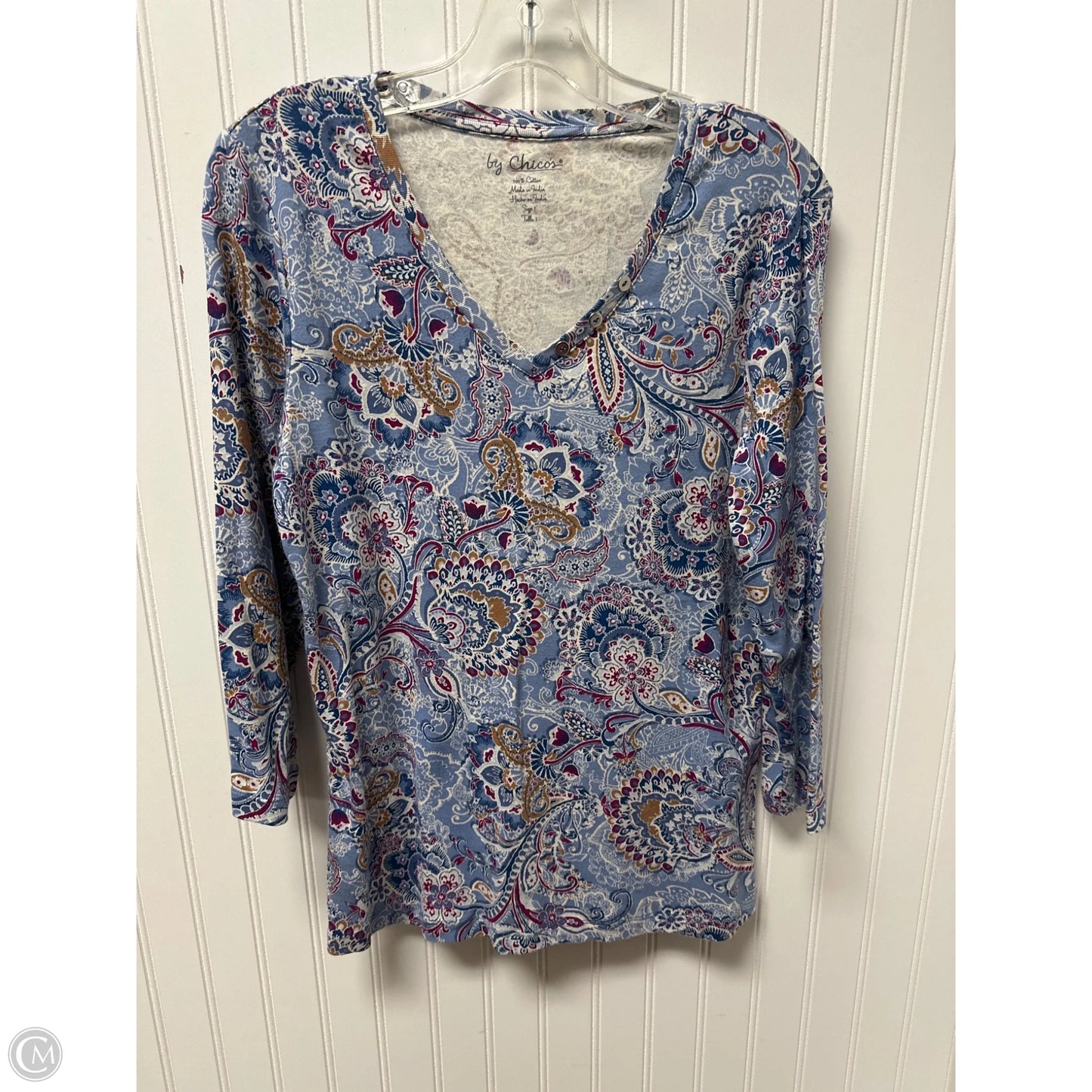 Top Long Sleeve By Chicos In Multi-colored, Size: M