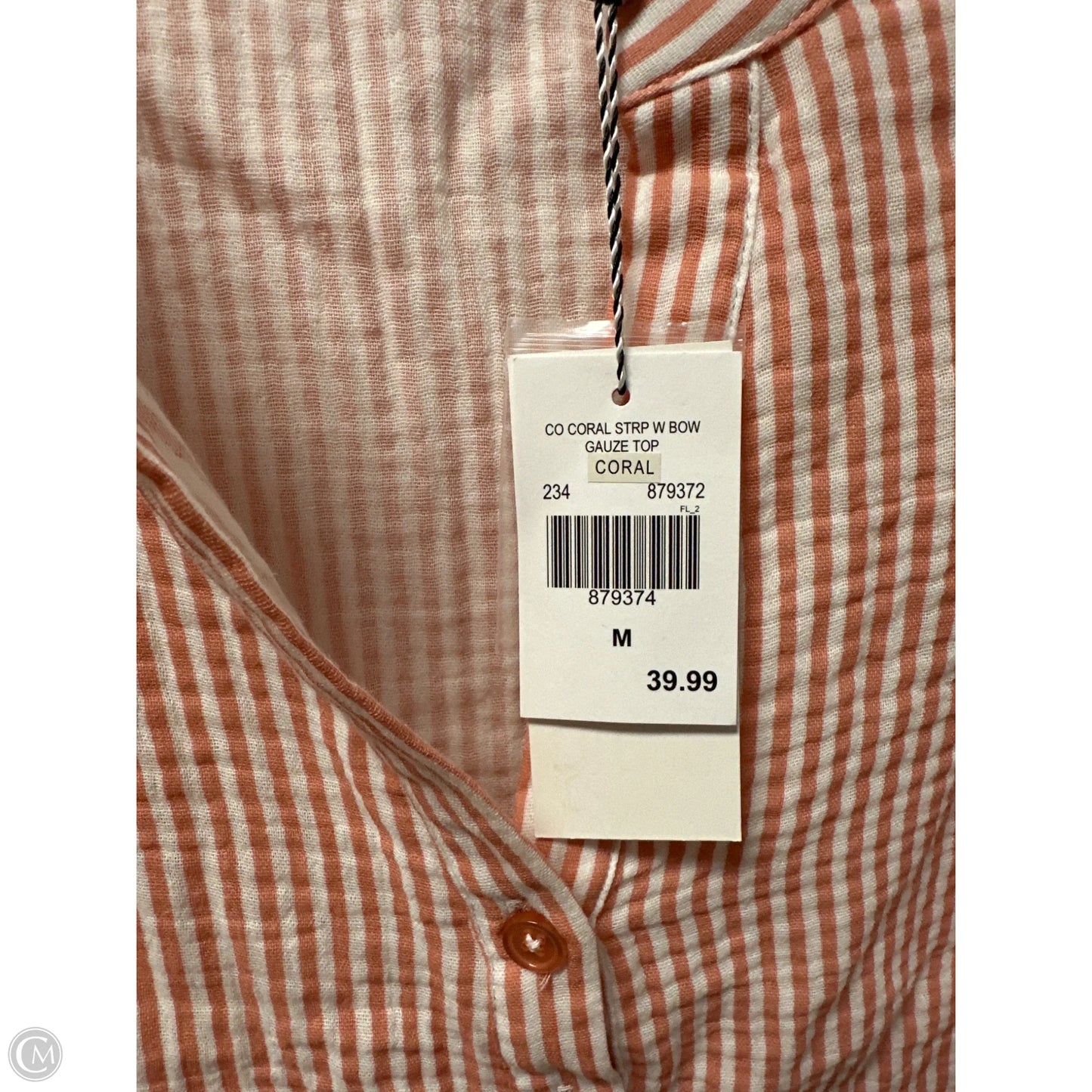 Top 3/4 Sleeve By Kaktus In Pink & White, Size: M