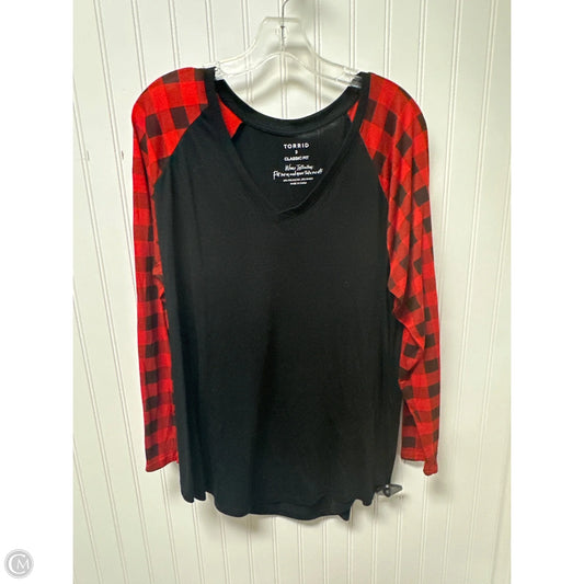 Top 3/4 Sleeve By Torrid In Black & Red, Size: 2x
