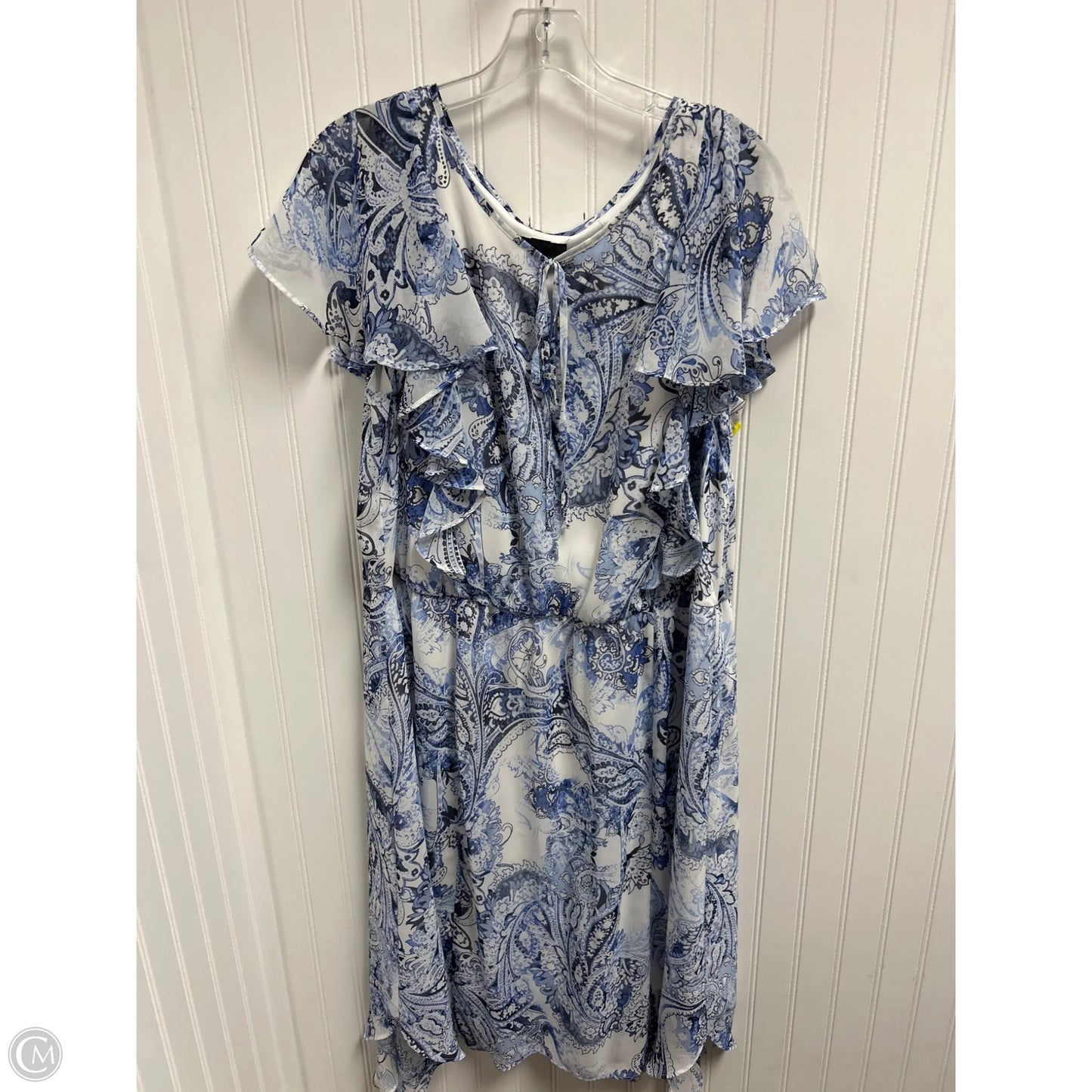 Dress Casual Midi By Ab Studio In Blue & White, Size: 2x