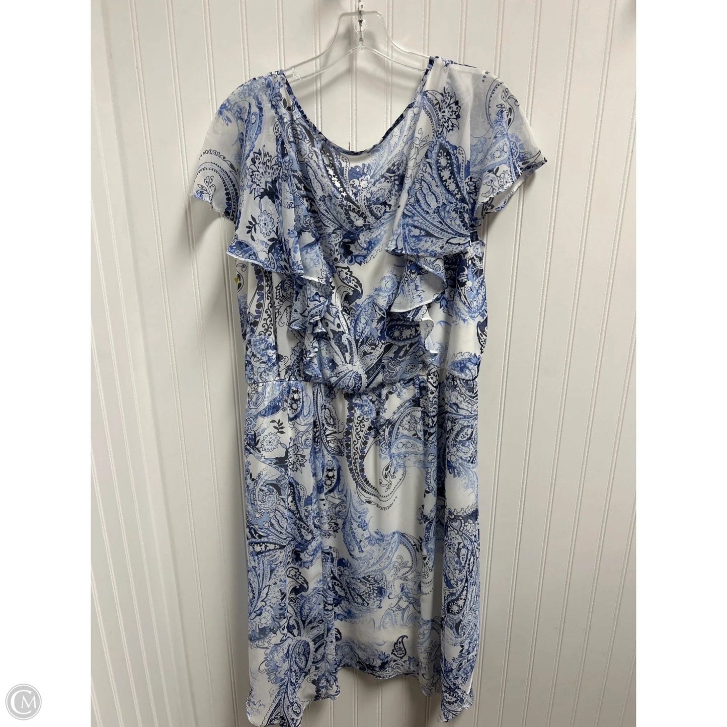 Dress Casual Midi By Ab Studio In Blue & White, Size: 2x