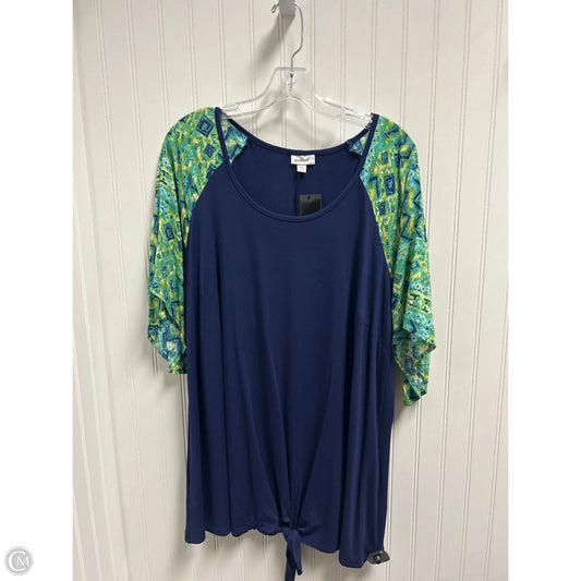 Top Short Sleeve By Avenue In Blue & Green, Size: 2x