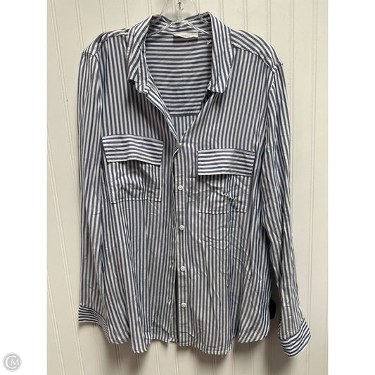 Top Long Sleeve By Beachlunchlounge In Blue & White, Size: L