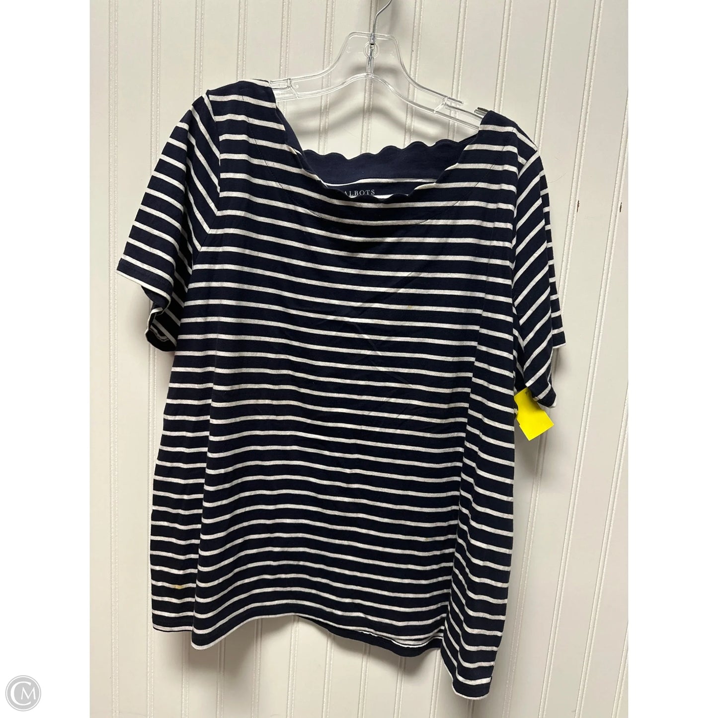Top Short Sleeve By Talbots In Blue & White, Size: 2x