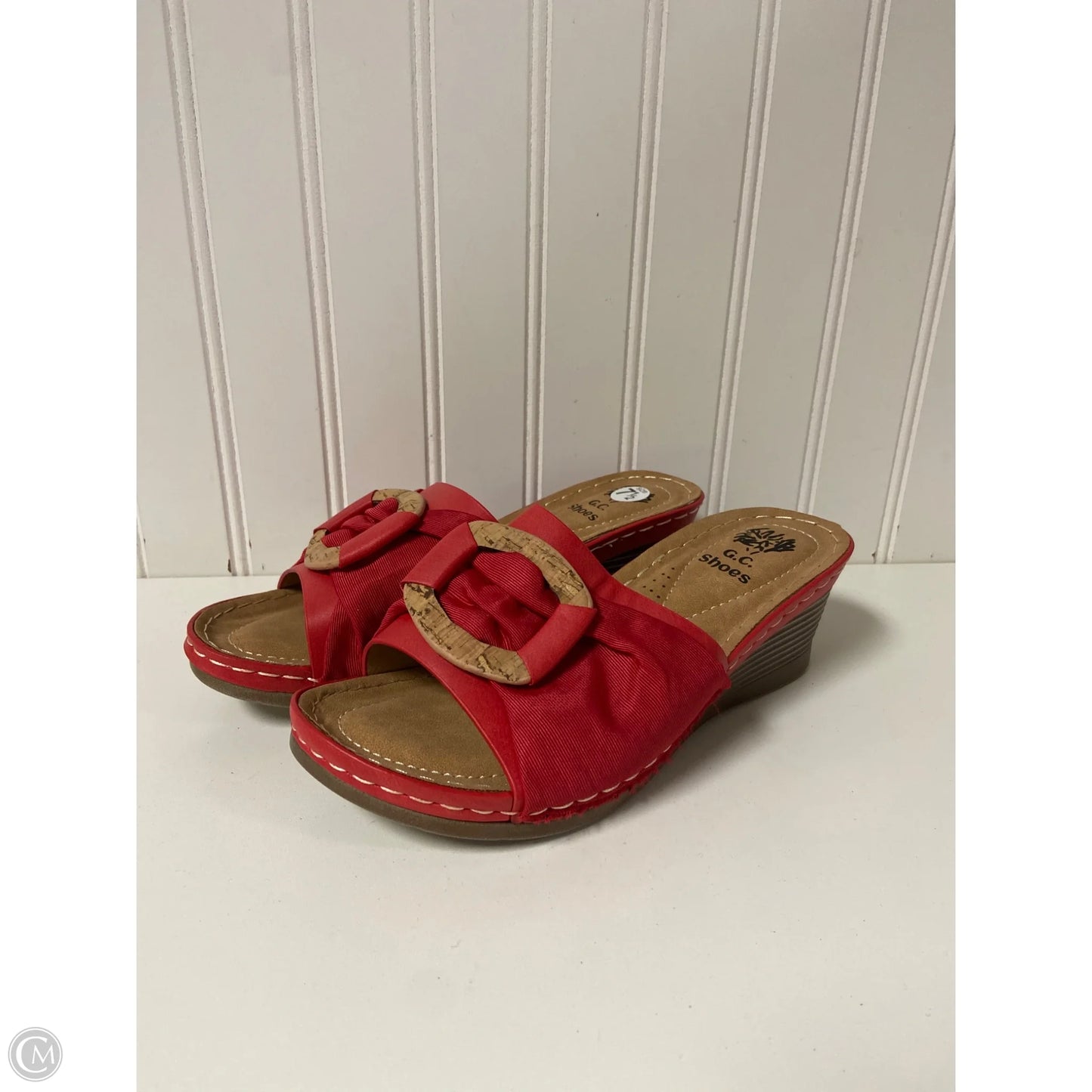 Sandals Heels Wedge By Clothes Mentor In Red, Size: 7.5