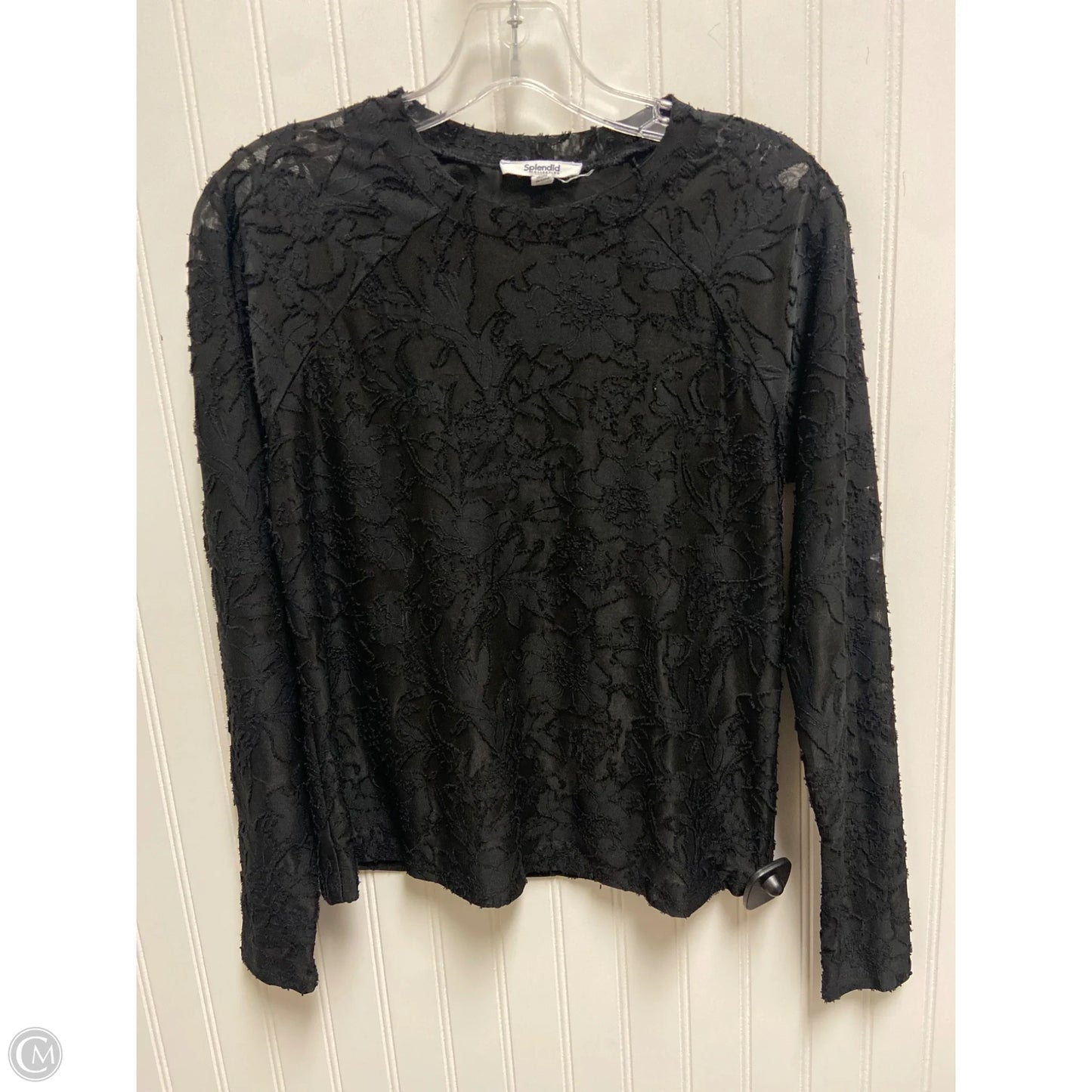 Top Long Sleeve By Splendid In Black, Size: S