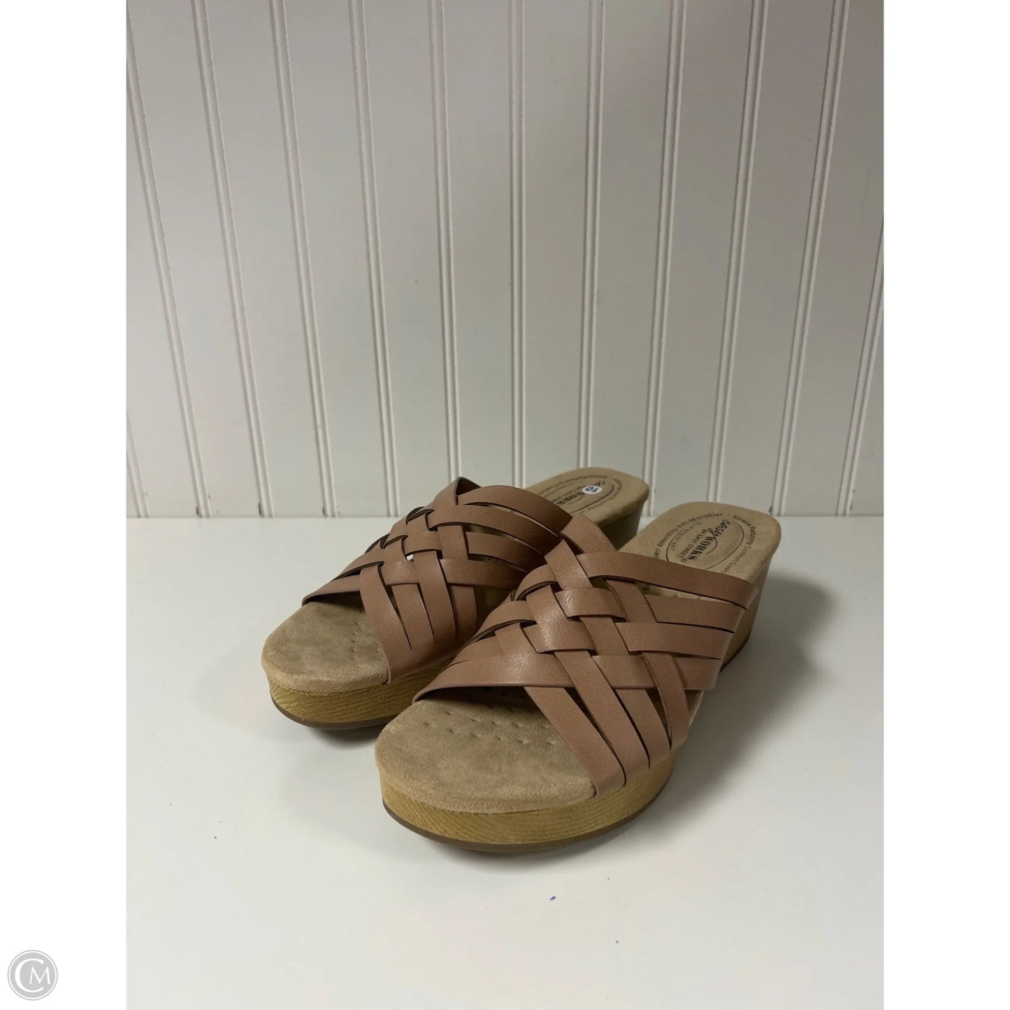 Sandals Heels Wedge By Easy Street In Beige, Size: 10