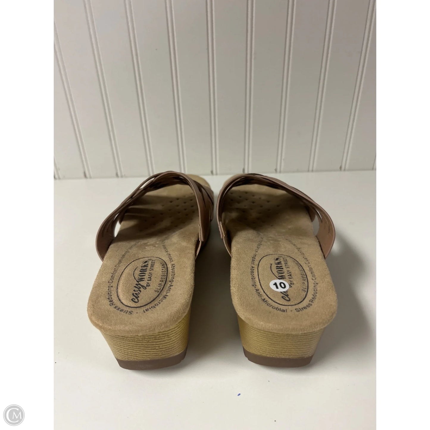 Sandals Heels Wedge By Easy Street In Beige, Size: 10