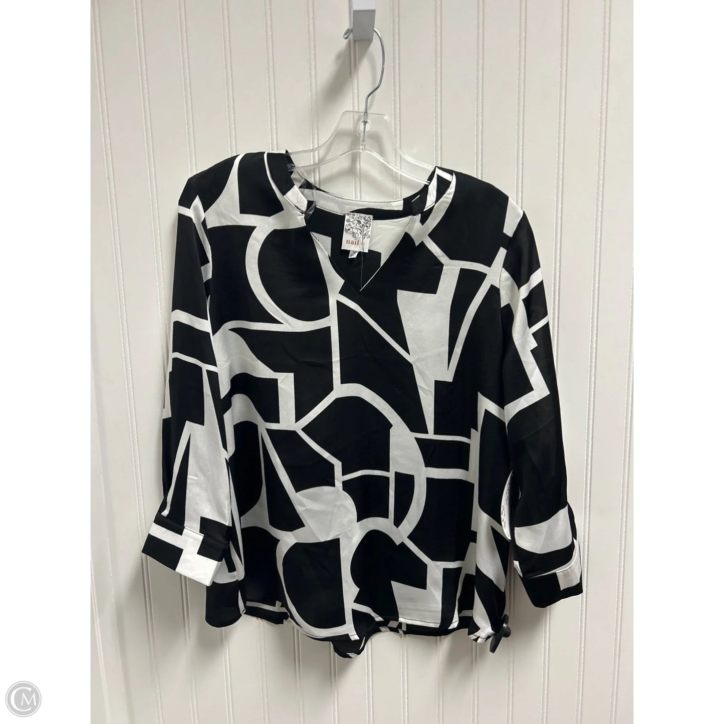 Top Long Sleeve By Naif In Black & White, Size: M