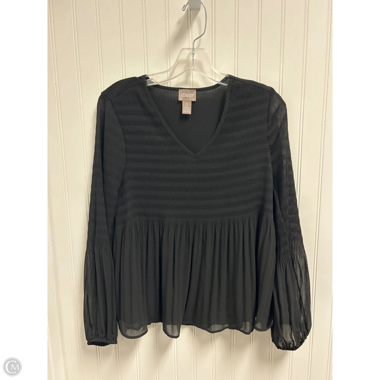 Top Long Sleeve By Chicos In Black, Size: S