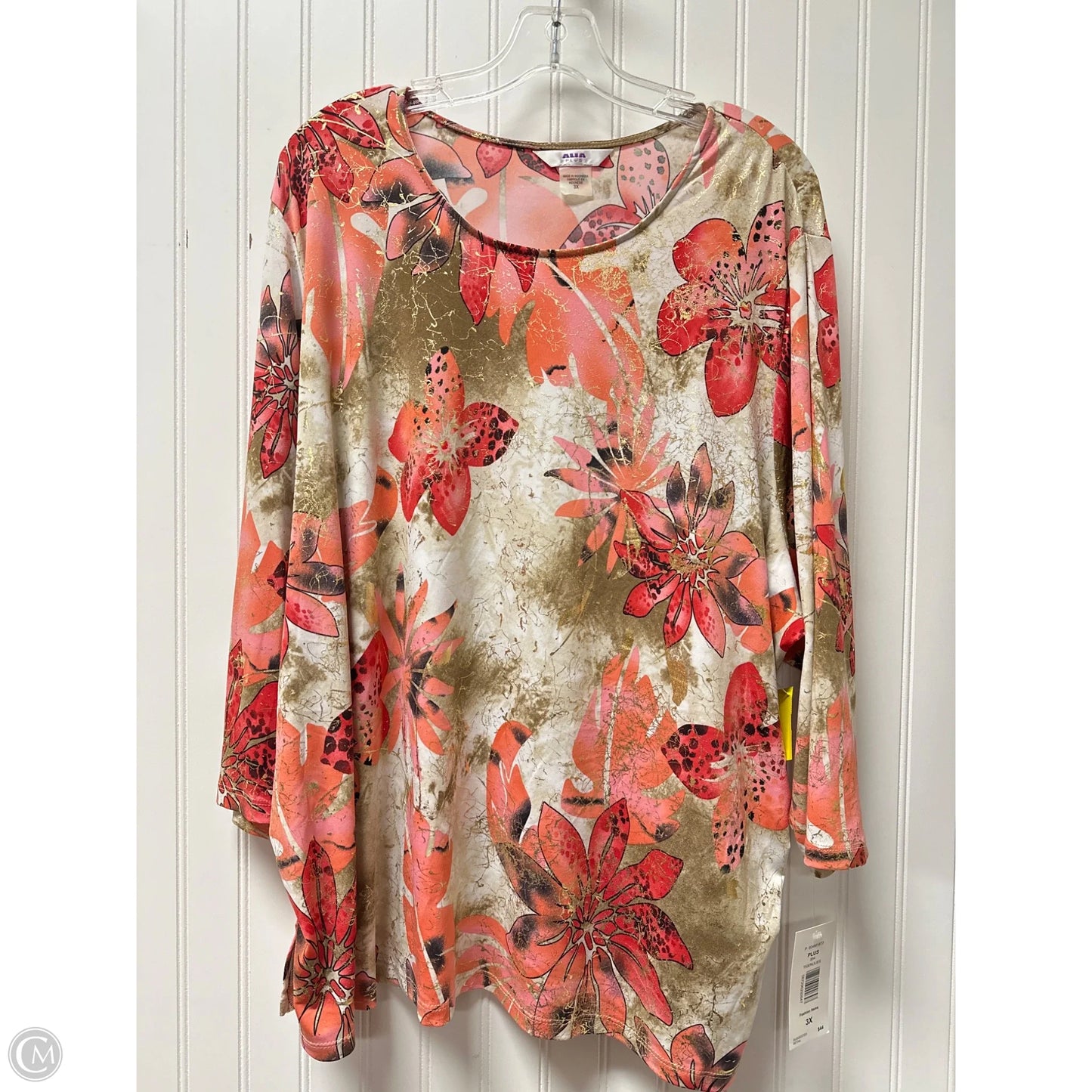 Top Long Sleeve By Alia In Pink & Red, Size: 3x