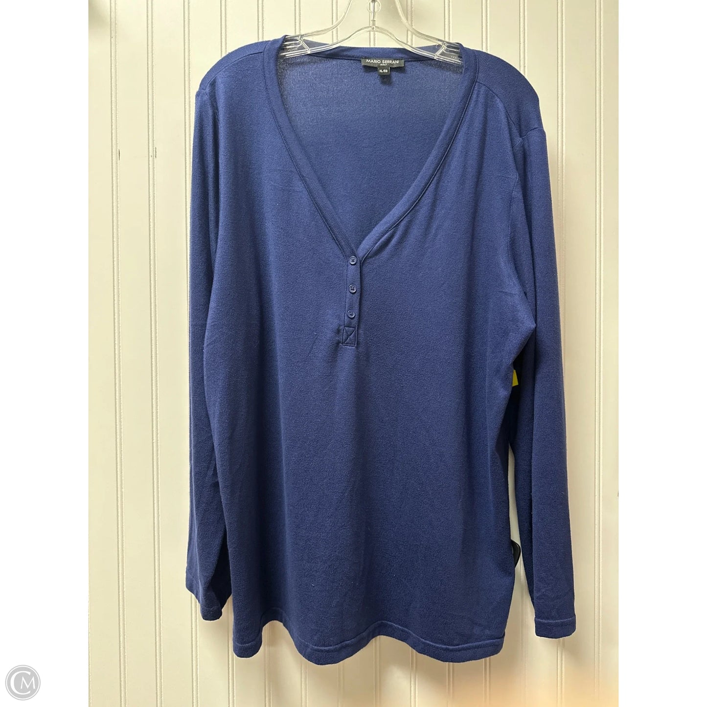 Top Long Sleeve By Mario Serrani In Blue, Size: Xl