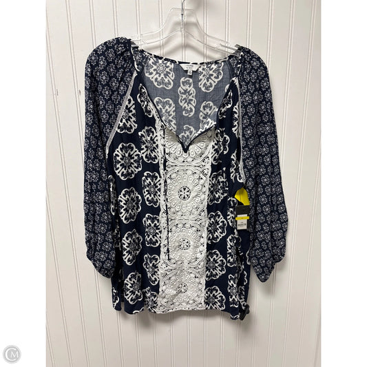 Top 3/4 Sleeve By Crown And Ivy In Blue & White, Size: M